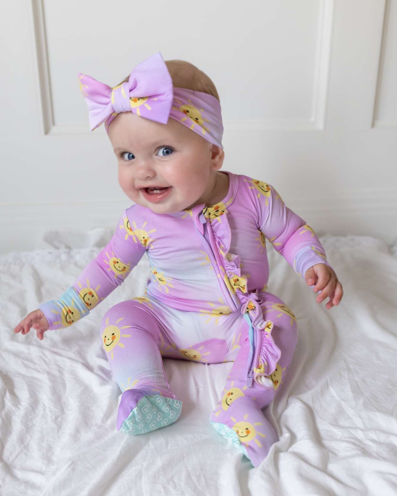 Zoe Ruffled Zippered Footie