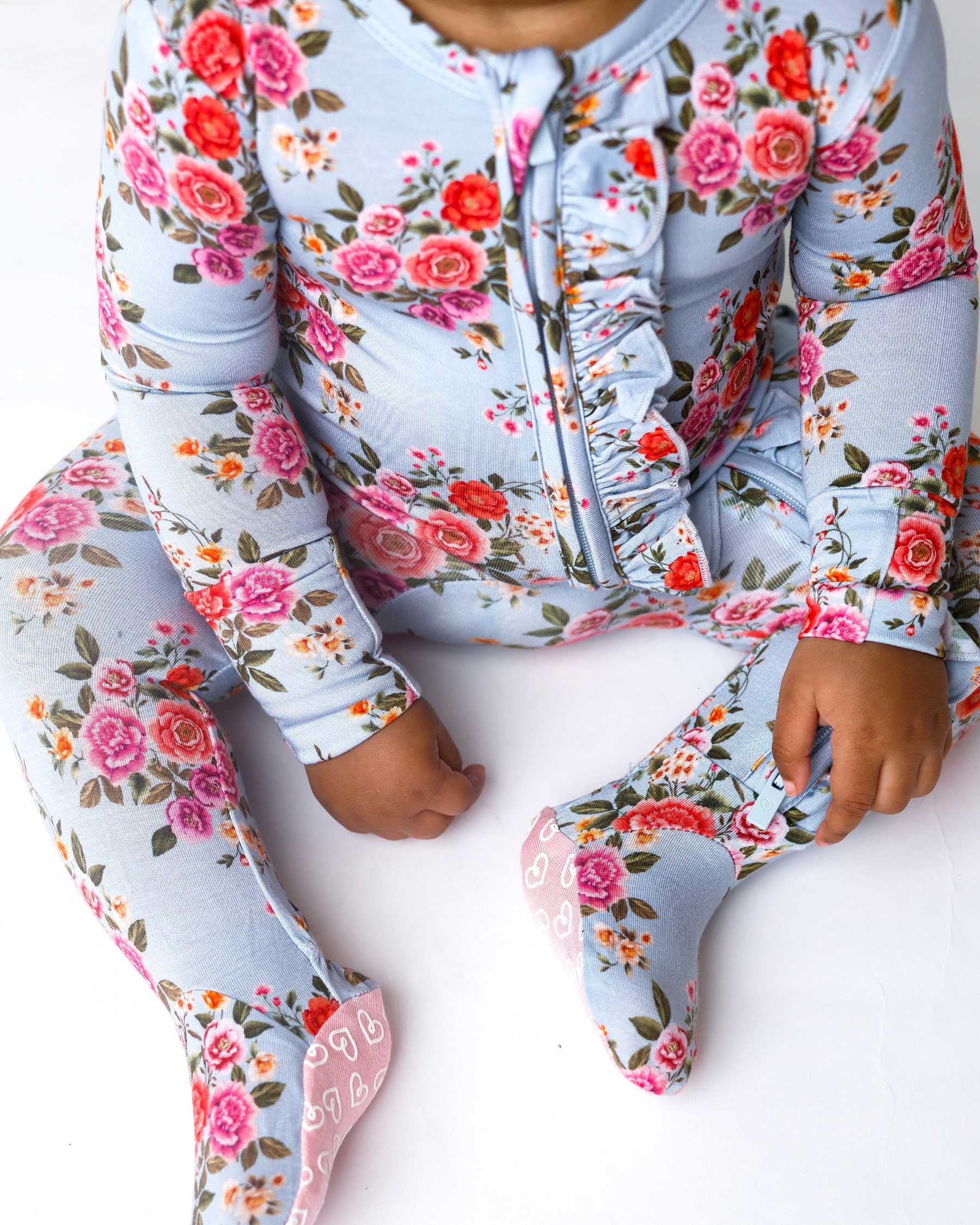 Quinn Ruffled Zippered Footie