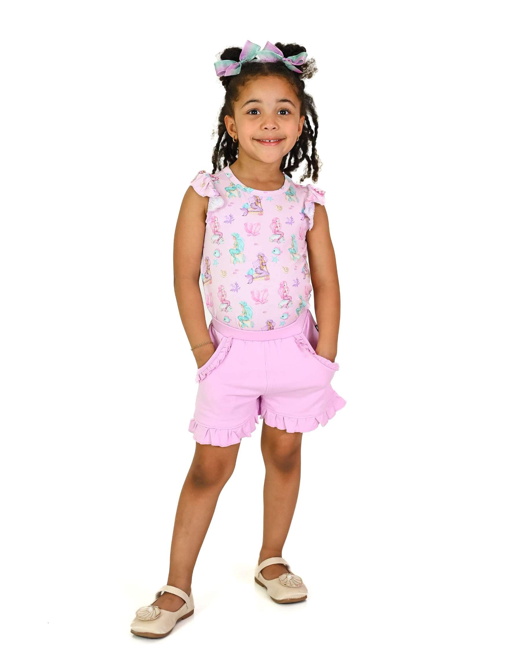 Ariella Pink Terry Ruffled Short