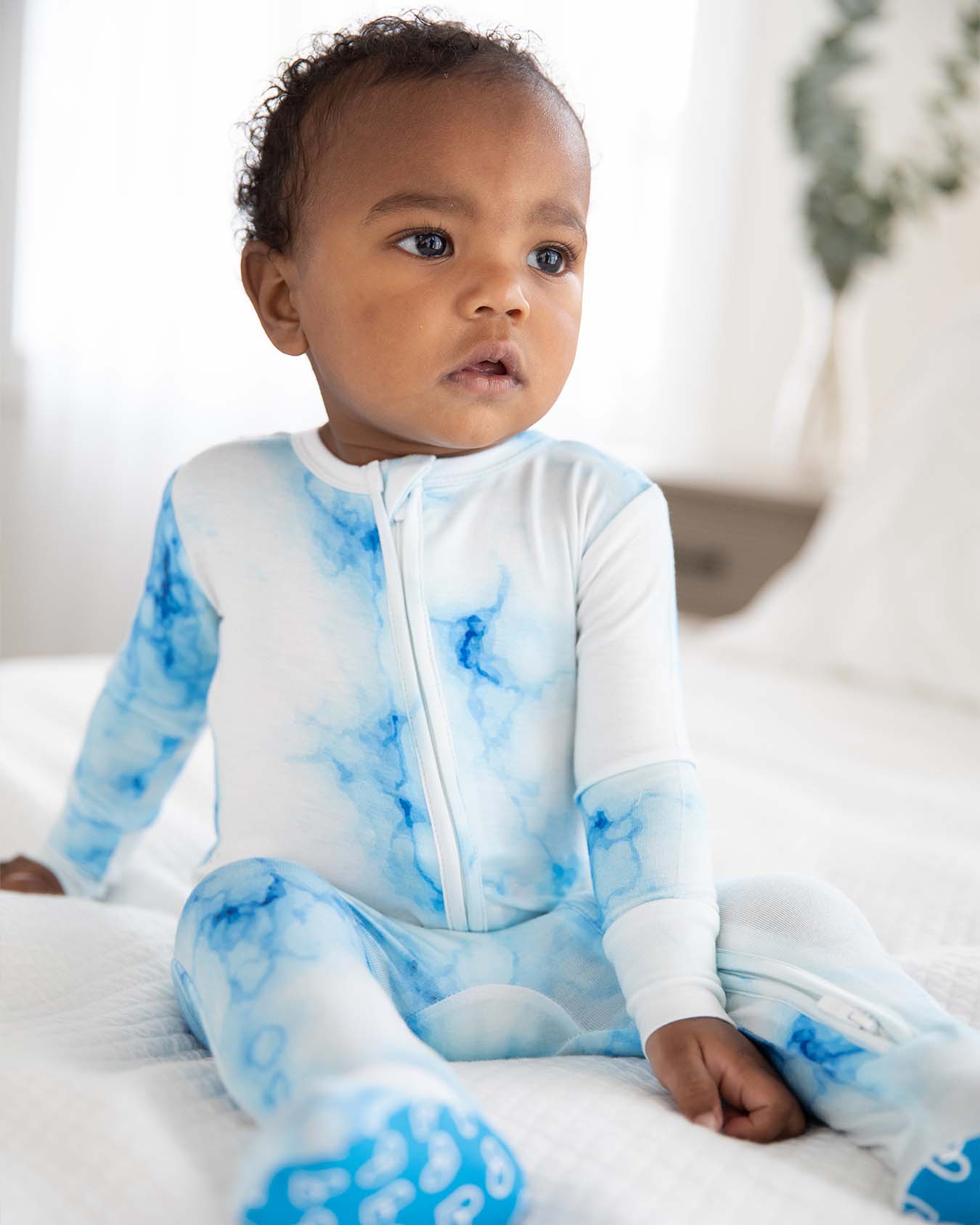 Blue Marble Zippered Footie