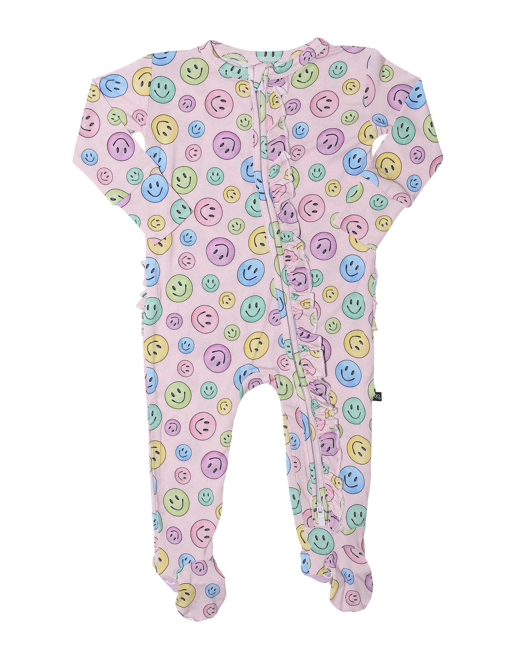Smiley Ruffled Zippered Footie