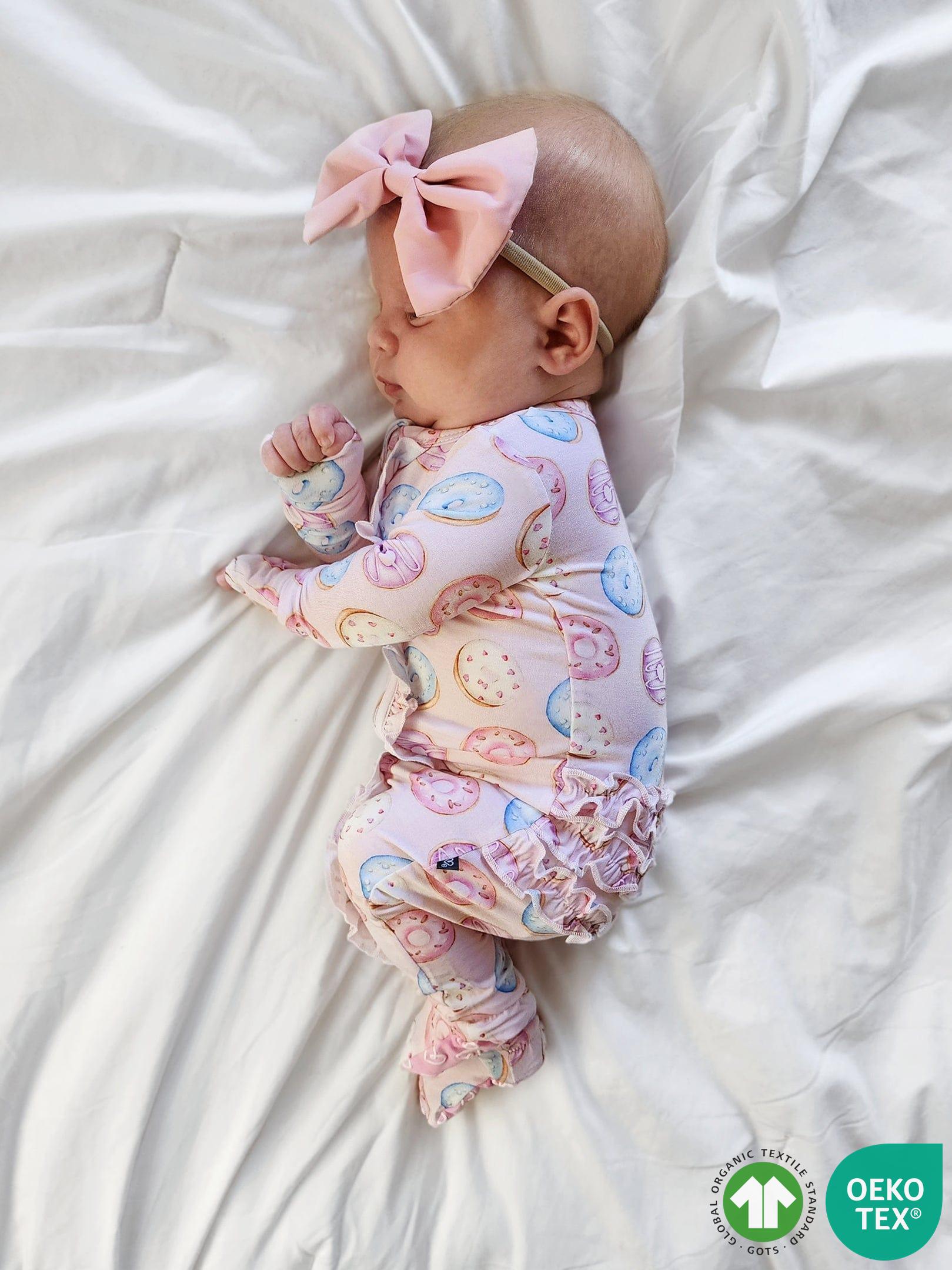 Donuts Ruffled Zippered Footie-Bambooclothing- Lev Baby ™