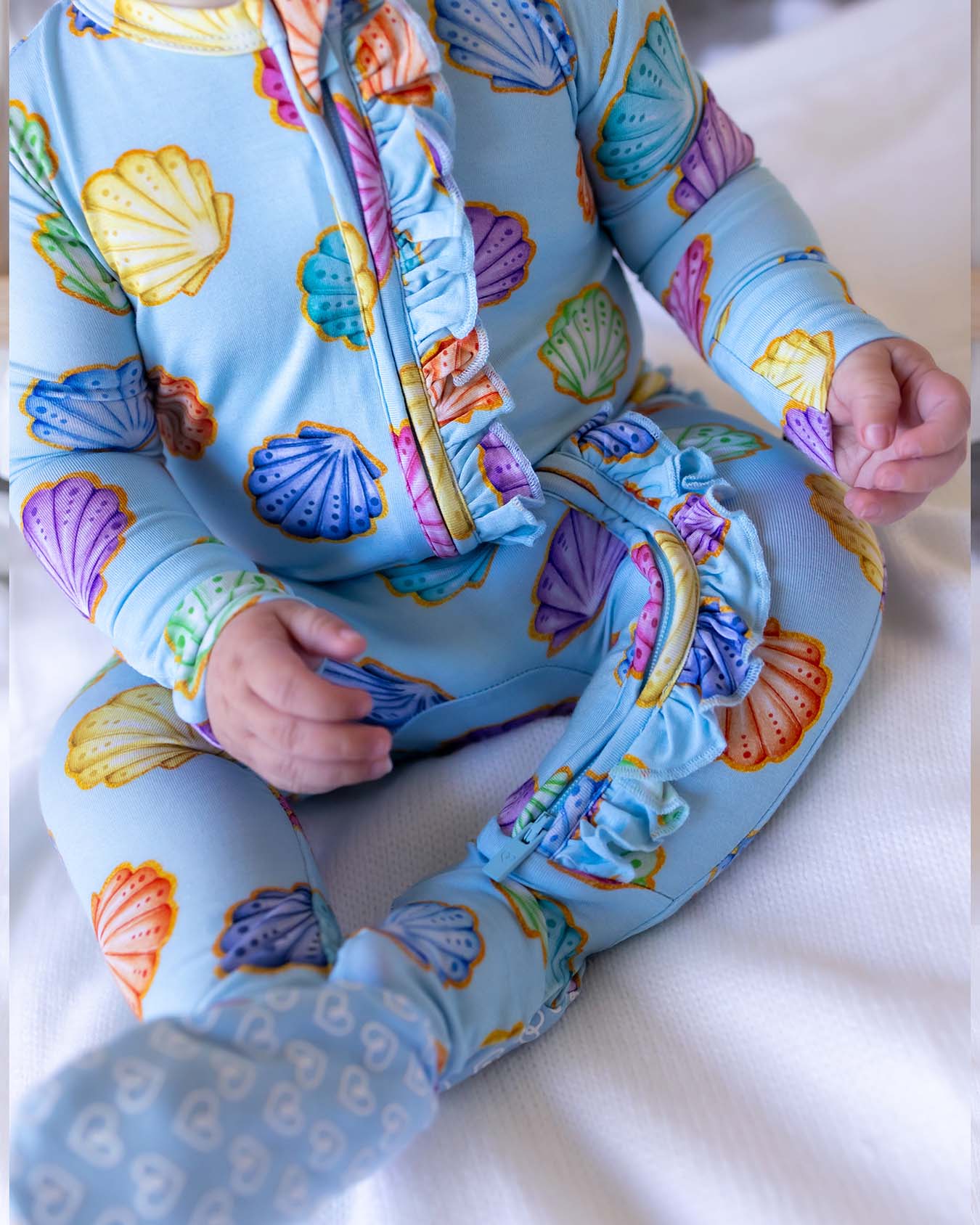 Jenna Ruffled Zippered Footie