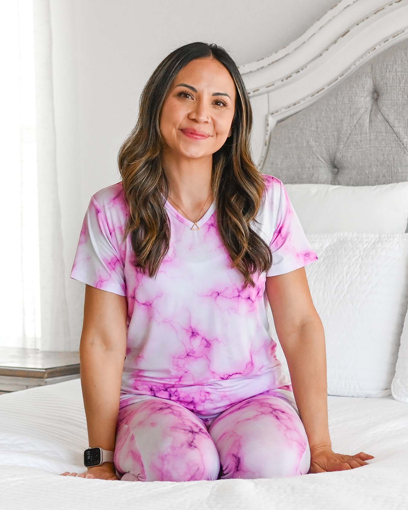 Pink Marble Bamboo Mama V-Neck Tee