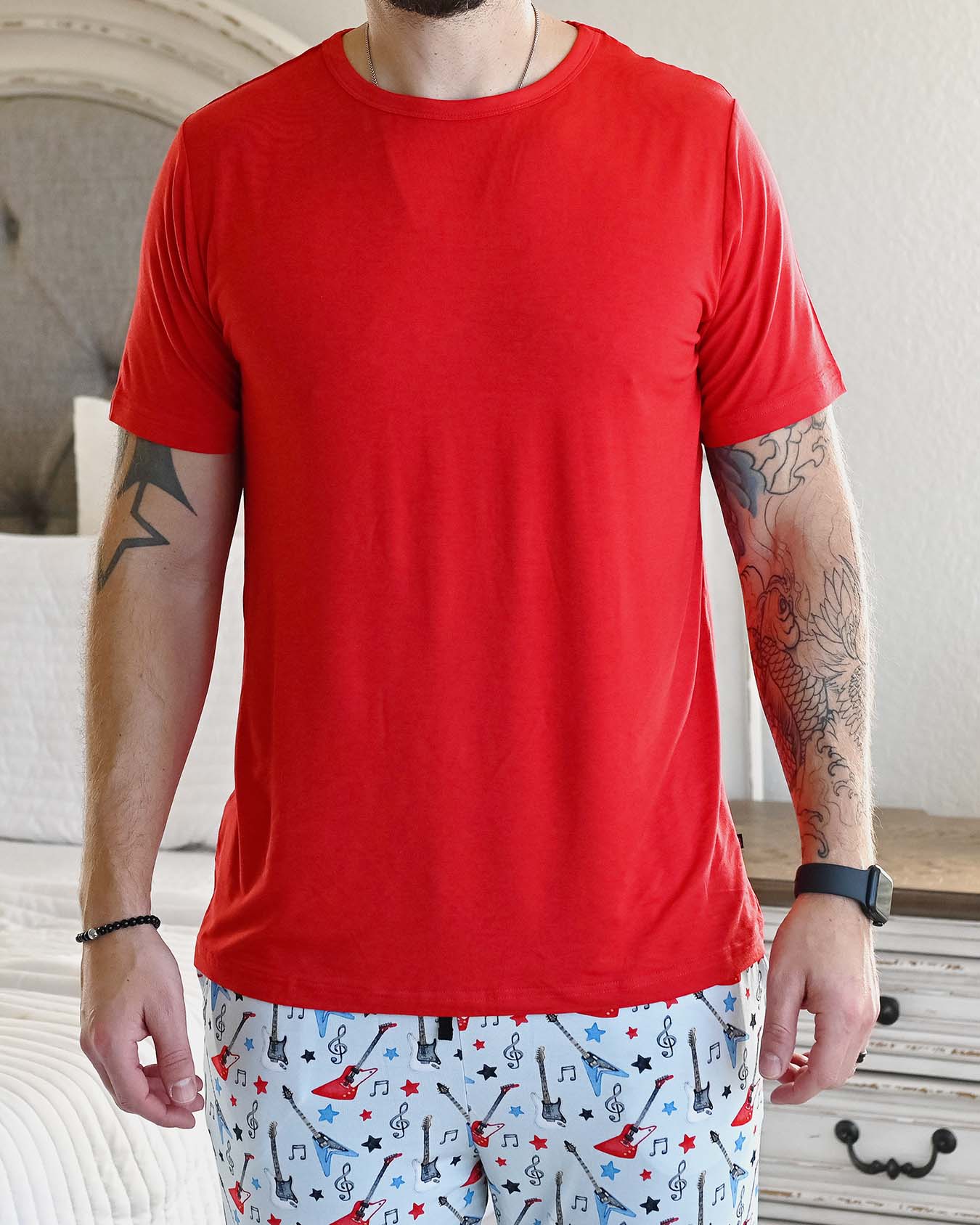 Music Bamboo Red Men's Lounge Top