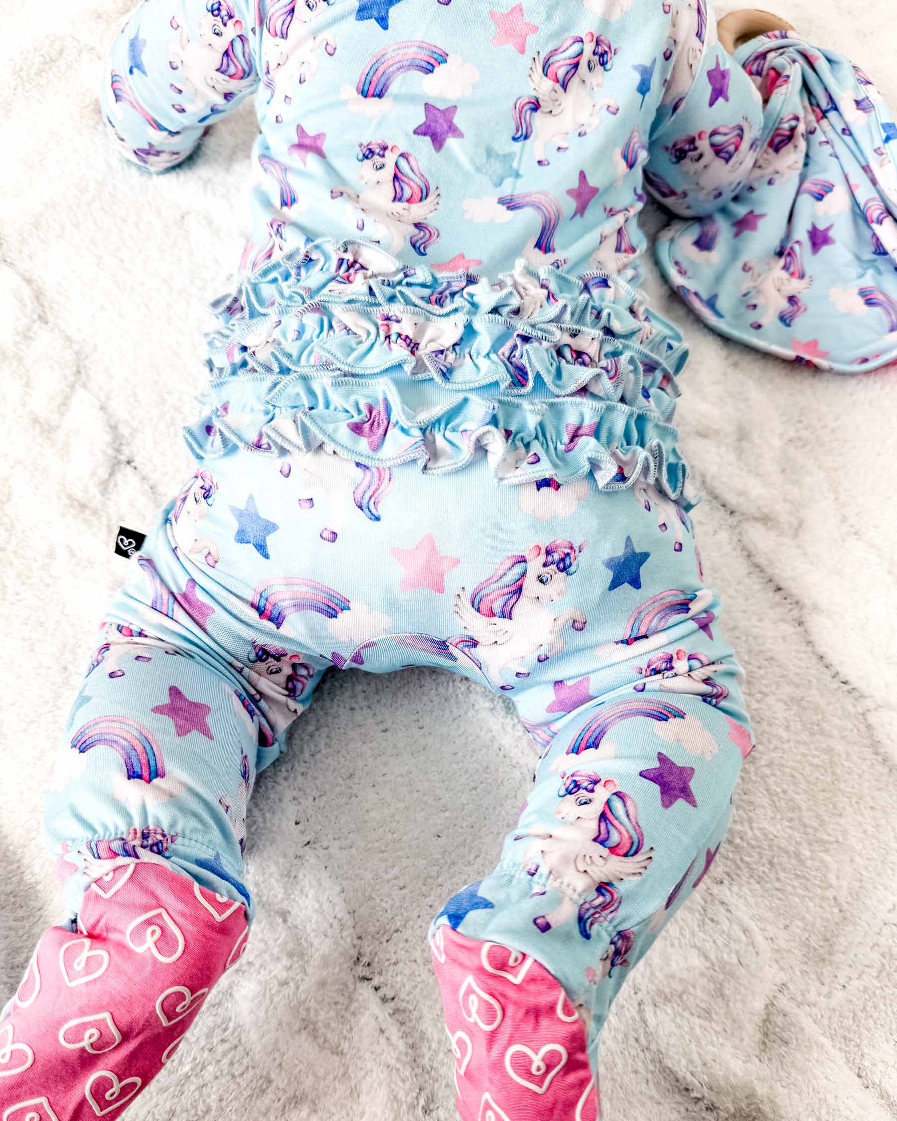 Unicorn Ruffled Zippered Footie