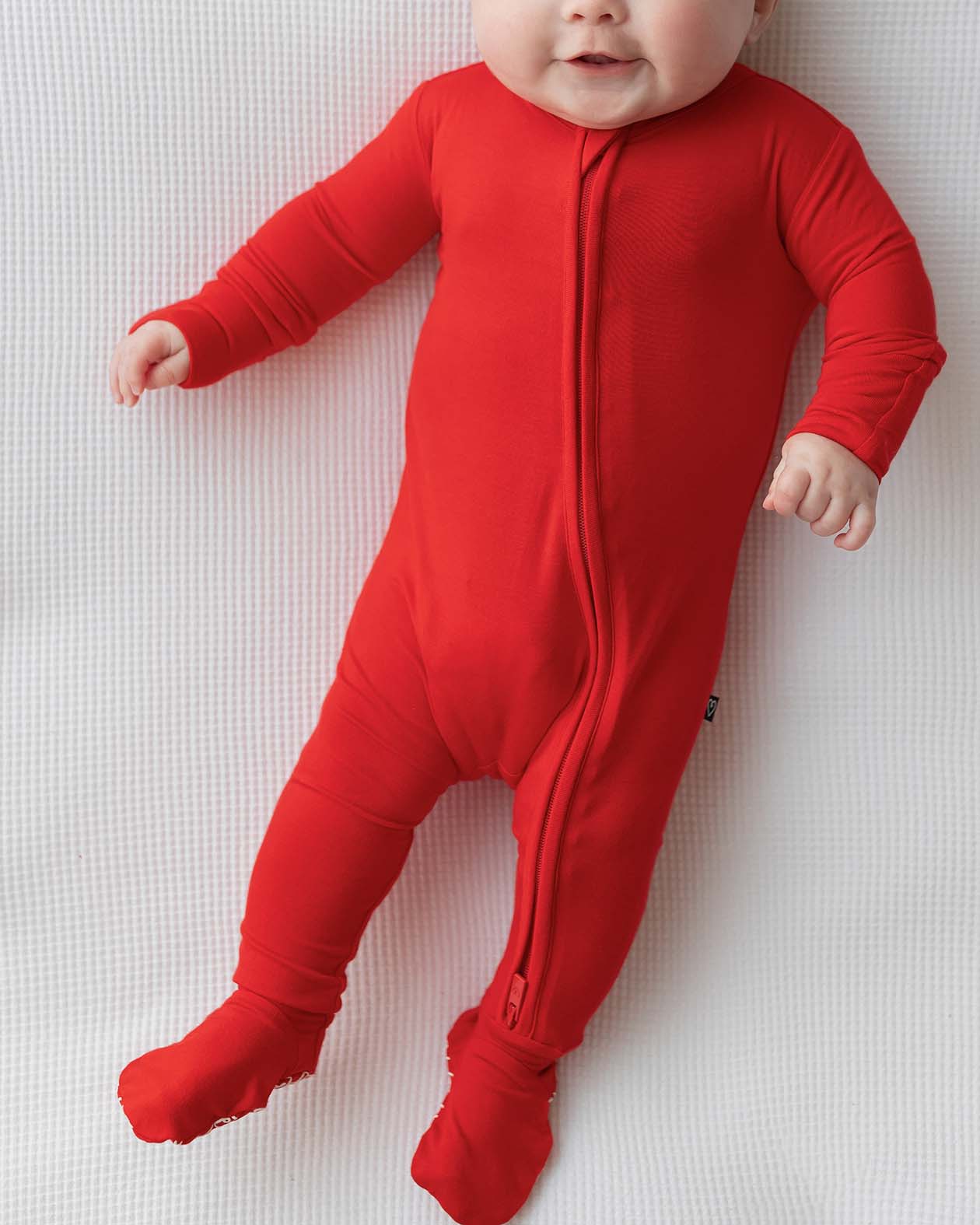Scarlet Red Zippered Footie