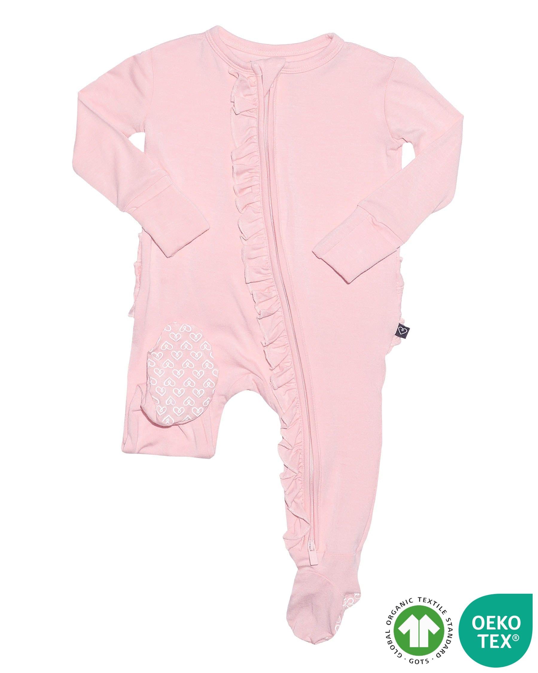 Rose Ruffled Zippered Footie