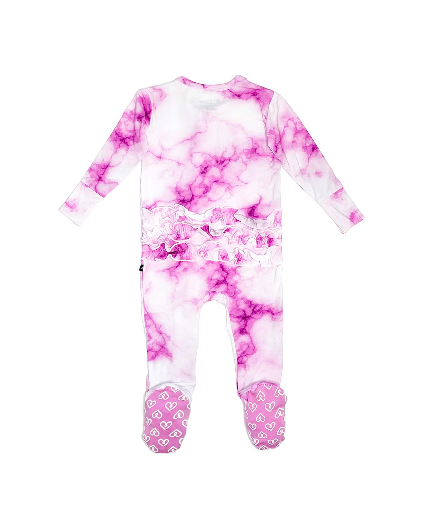 Pink Marble Ruffled Zippered Footie