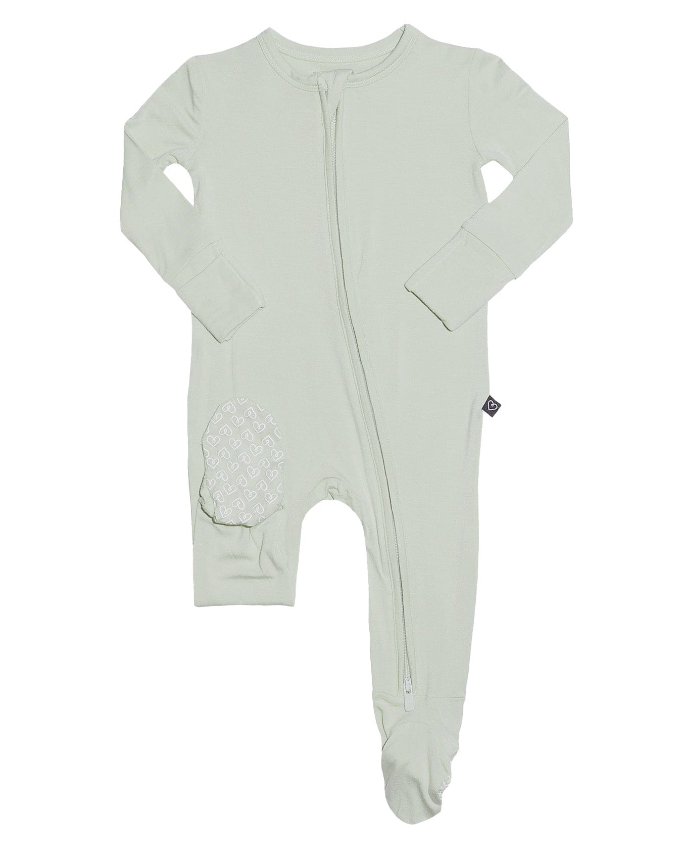 Sage Solid Green Zippered Footie