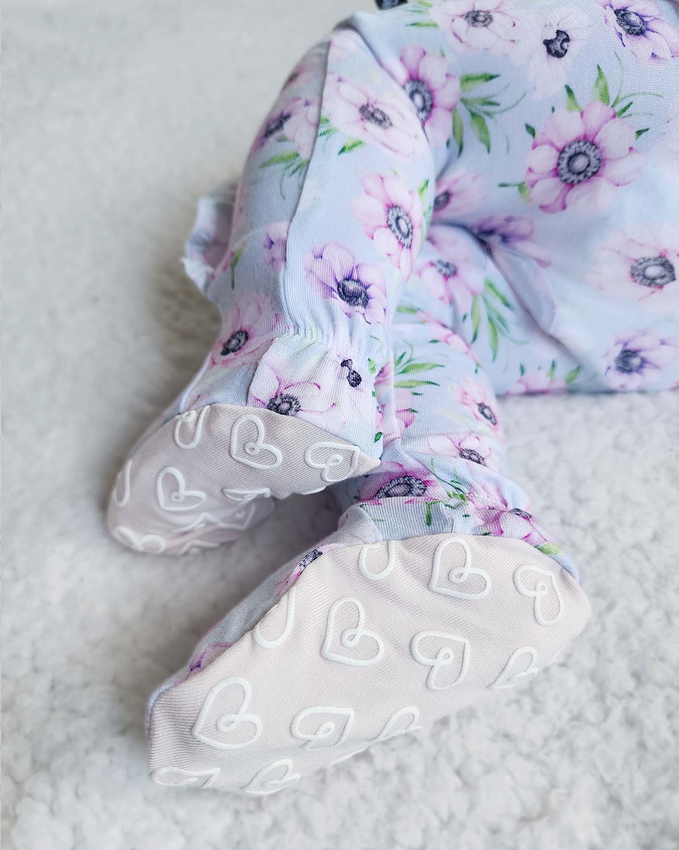Floral Ruffled Zippered Footie