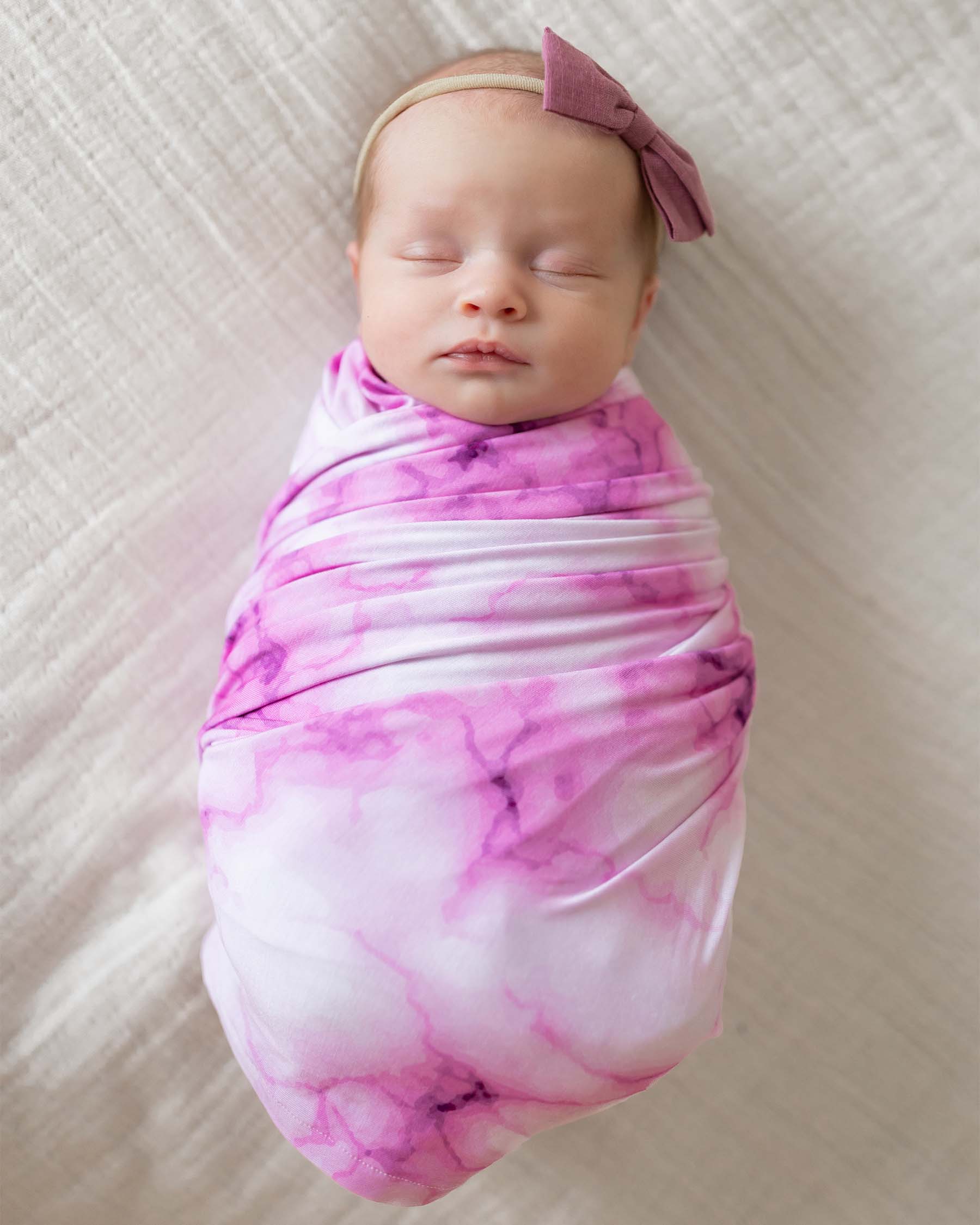 Sustainable Bamboo Pink Marble Swaddle