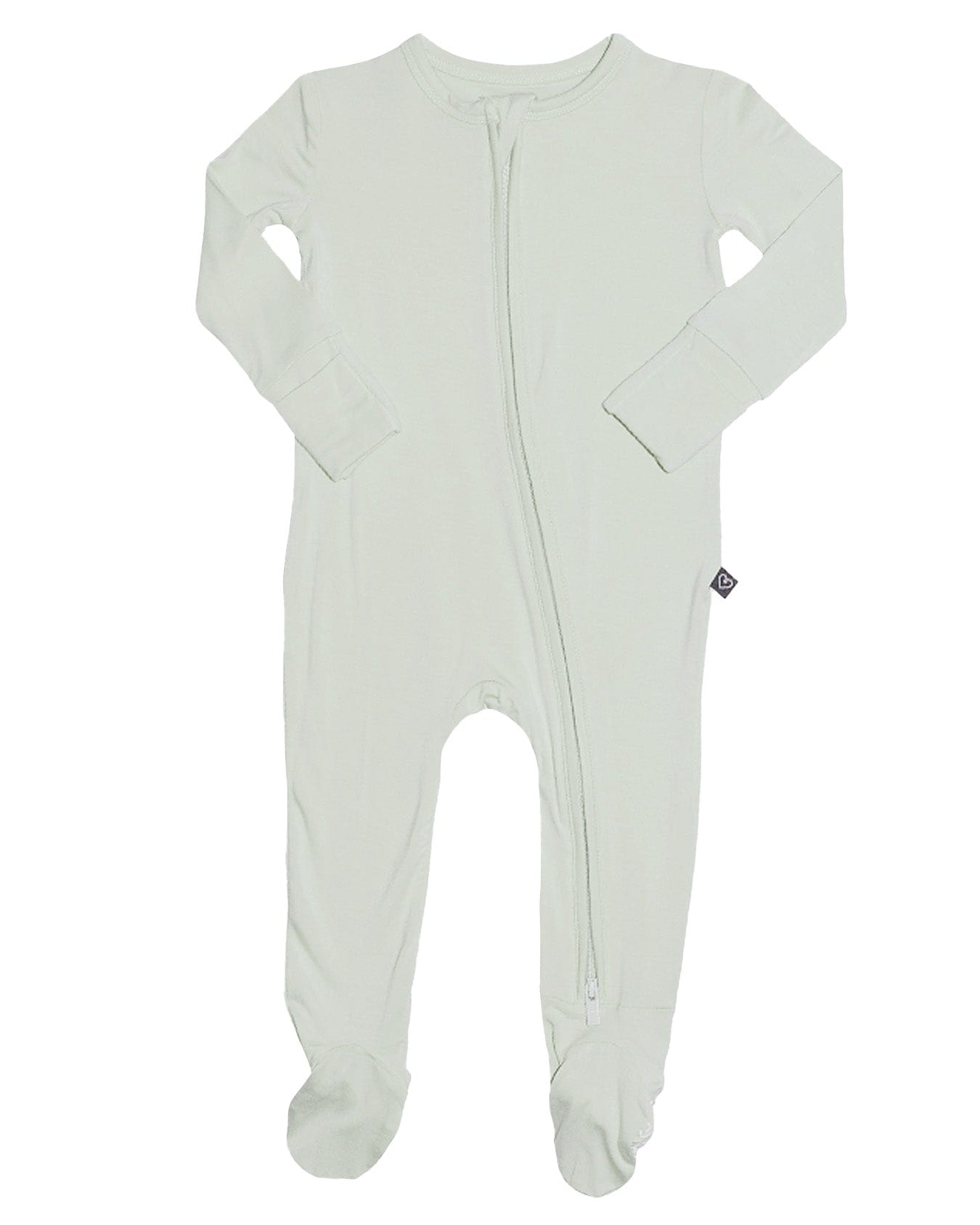 Sage Solid Green Zippered Footie