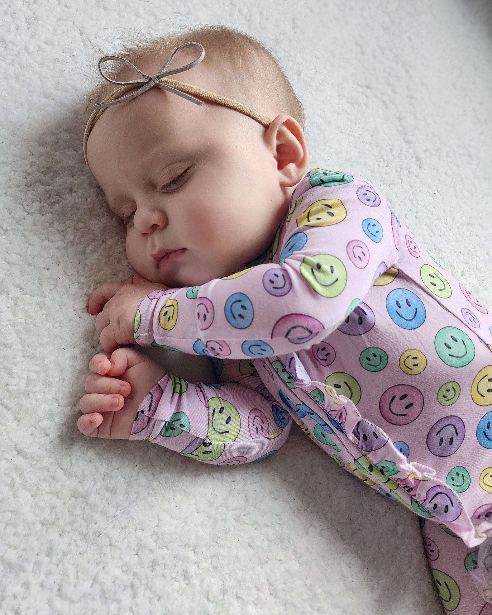 Smiley Ruffled Zippered Footie