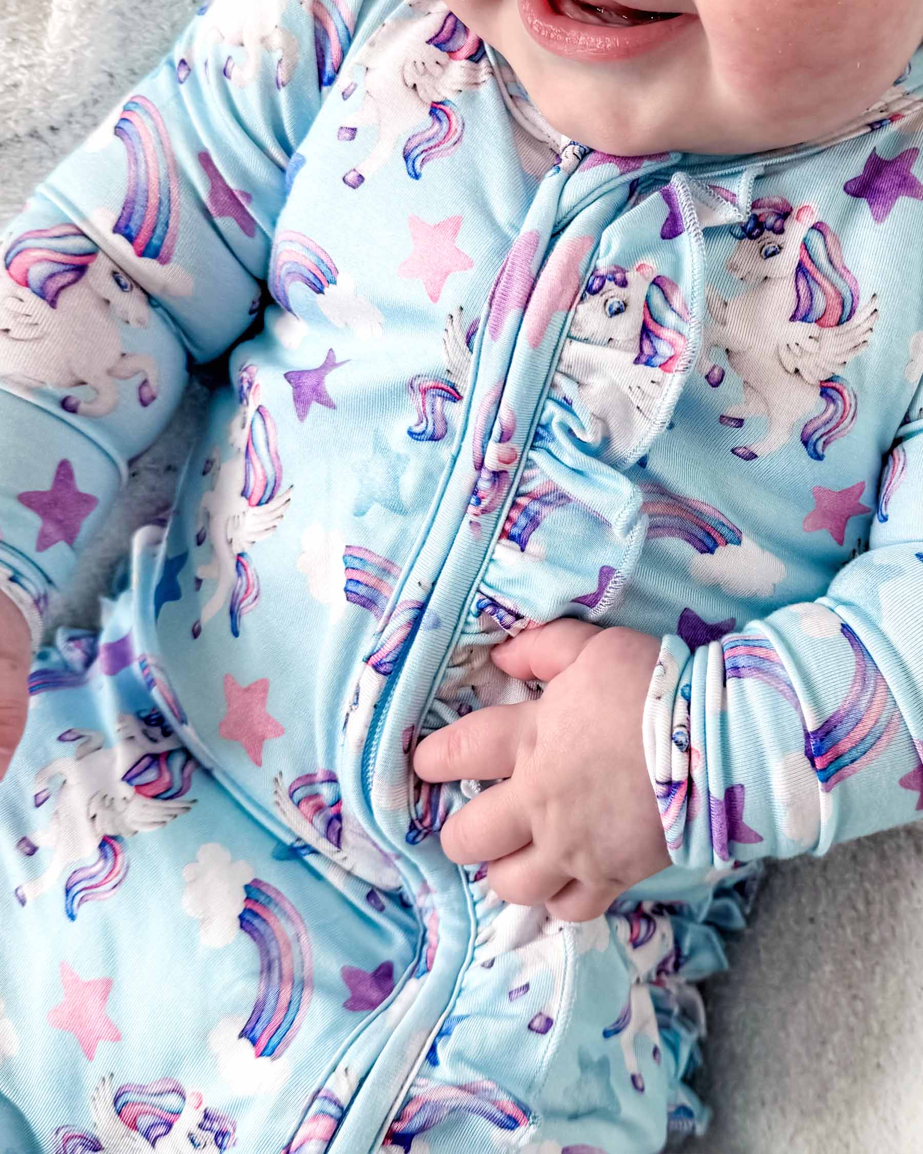 Unicorn Ruffled Zippered Footie