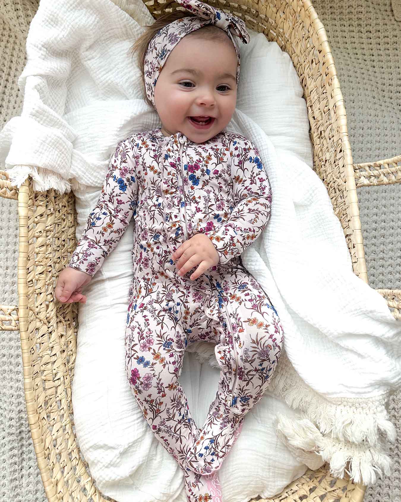 Ariana Ruffled Zippered Footie