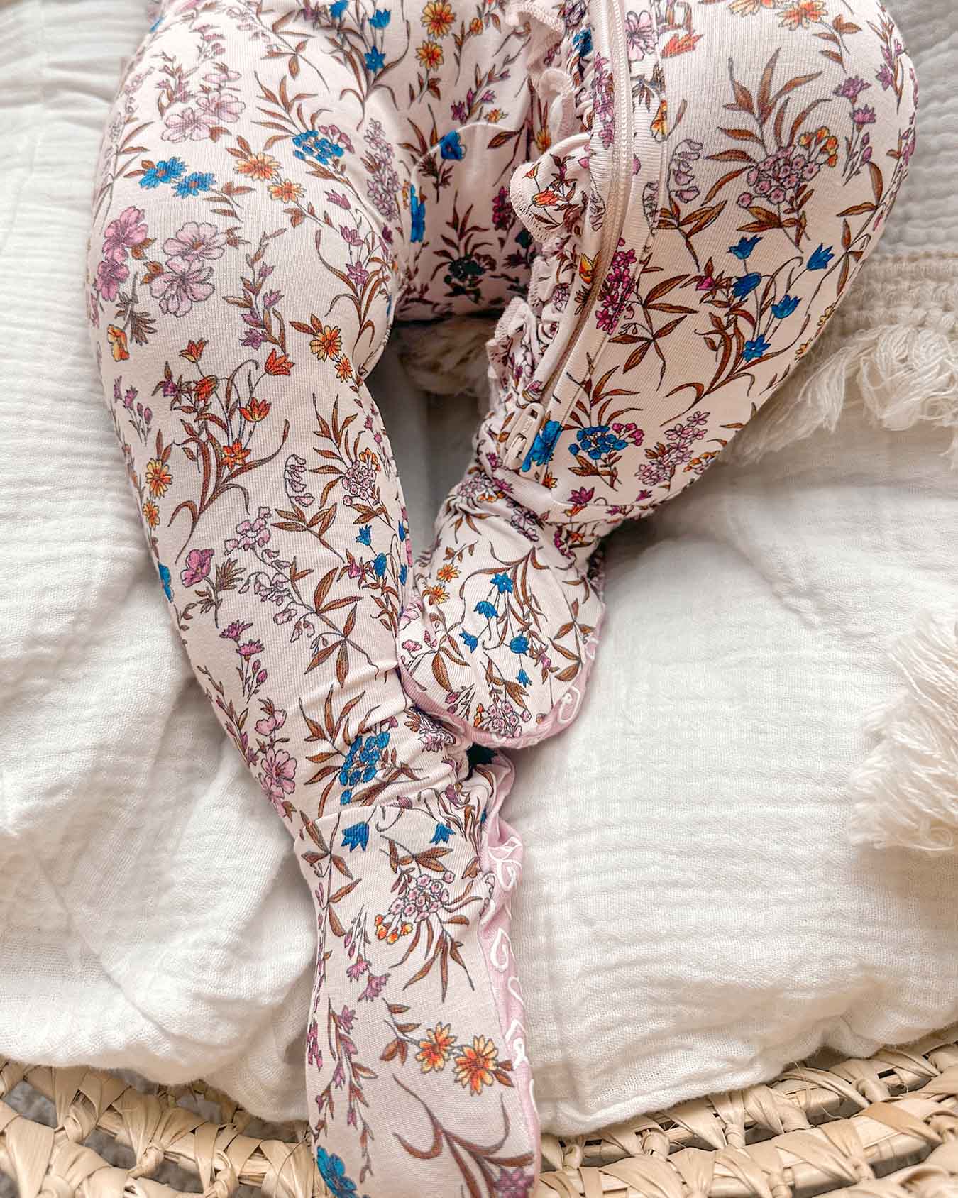 Ariana Ruffled Zippered Footie