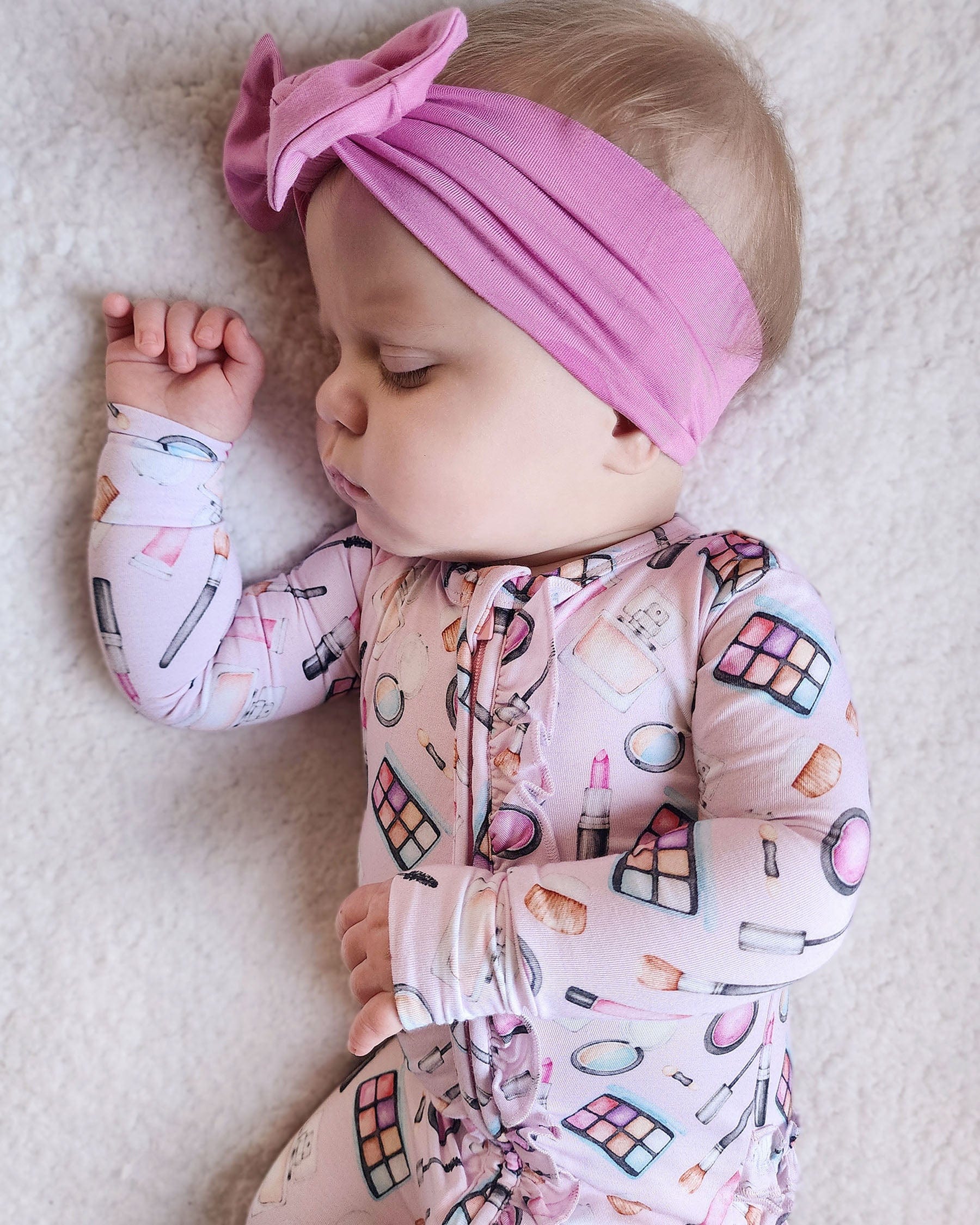 Baby Glam Bundle - Set of 3 - Avery Footie - Aurora Footie - Solid Rose Pink Footie
