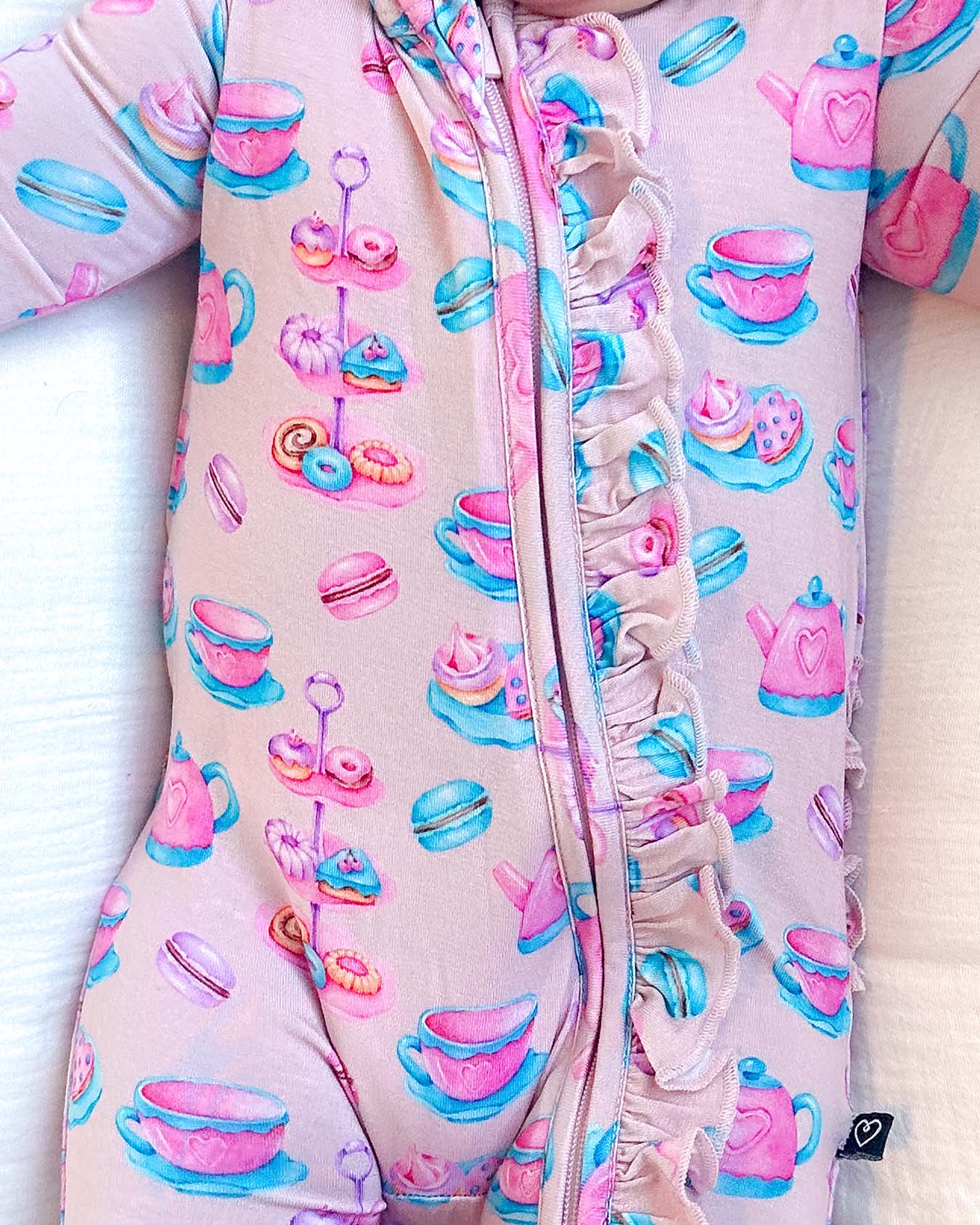Camila Ruffled Zippered Footie