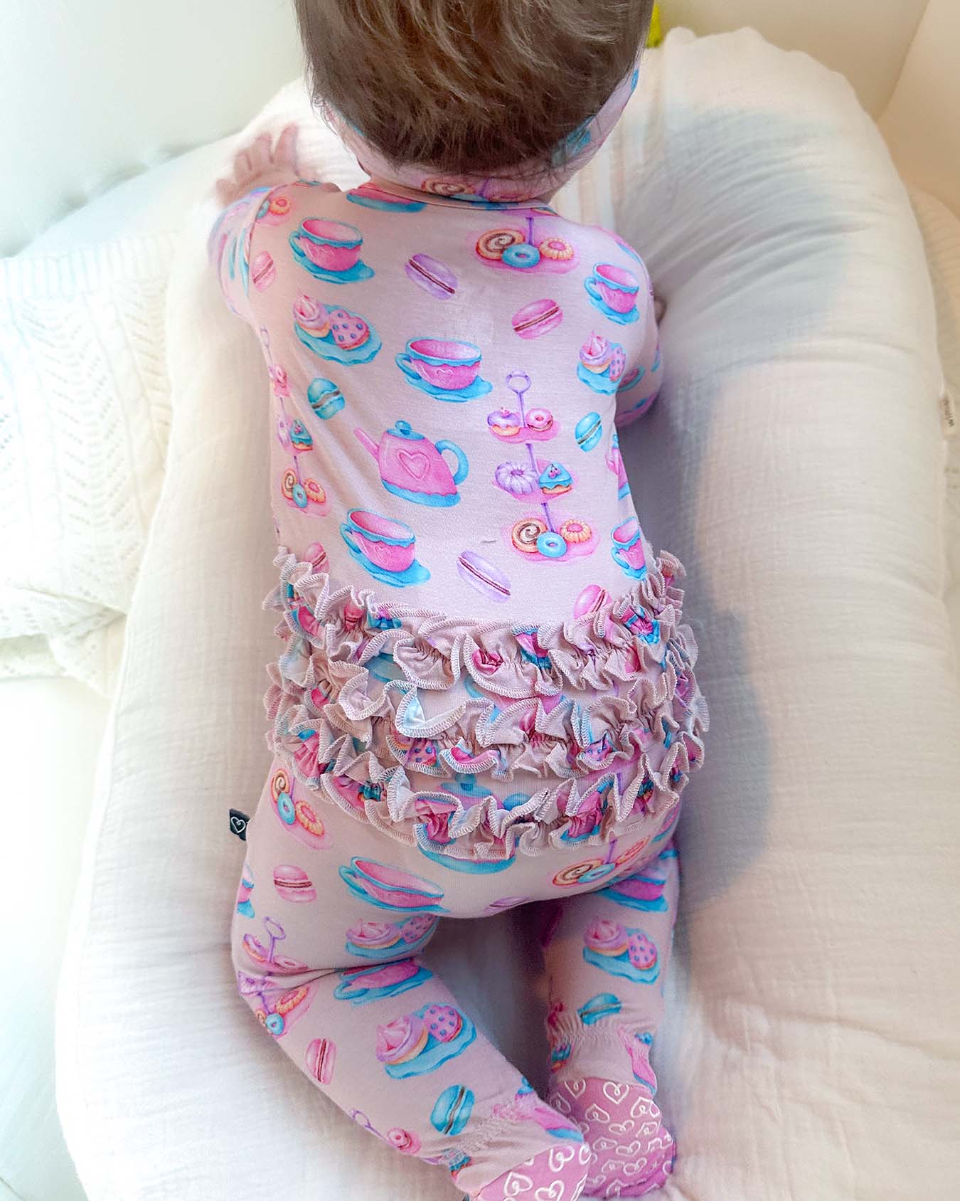 Camila Ruffled Zippered Footie