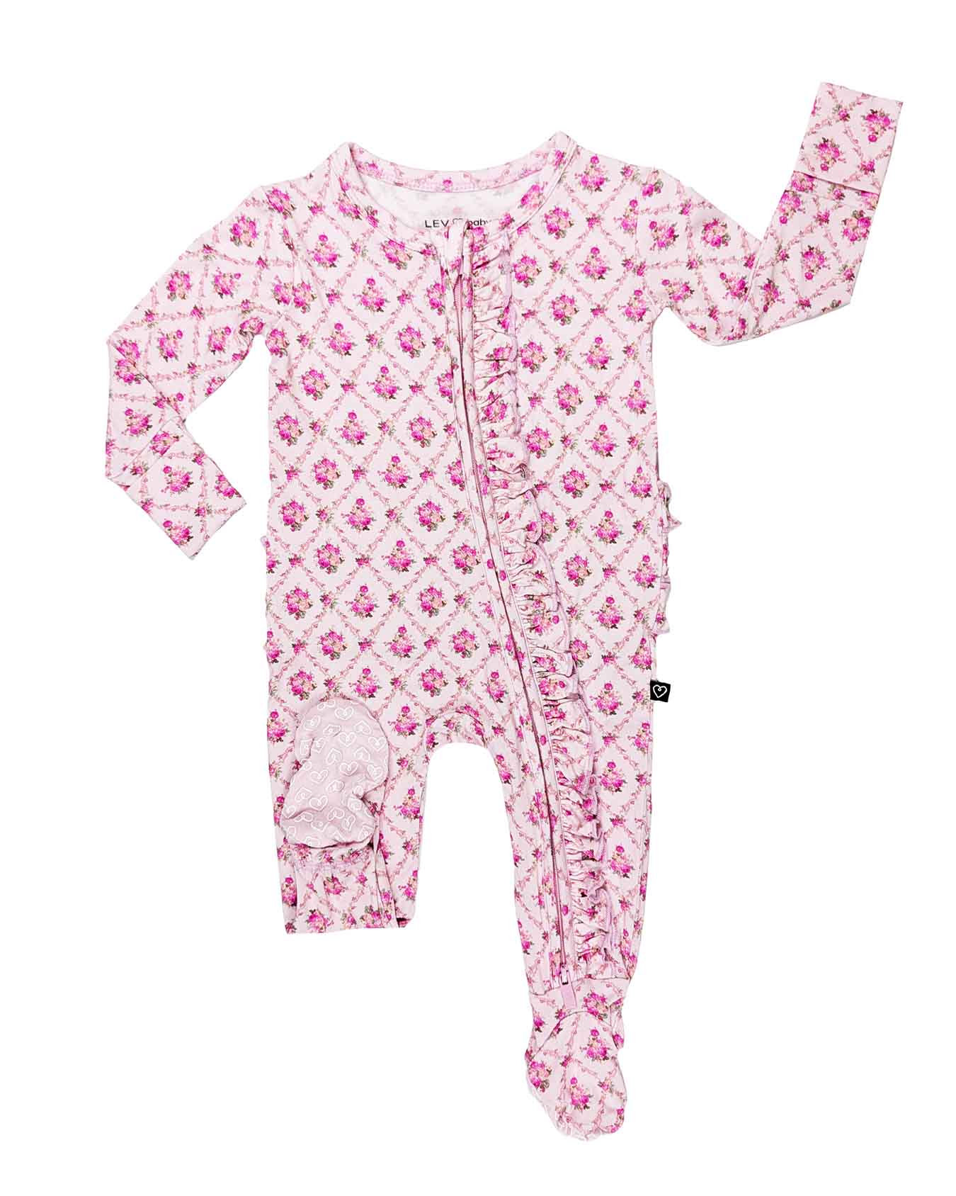 Caroline Ruffled Zippered Footie