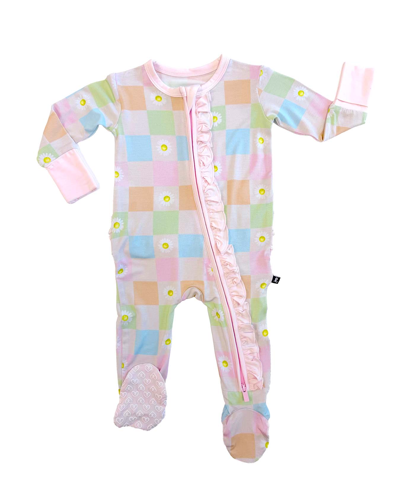 Coral Ruffled Zippered Footie