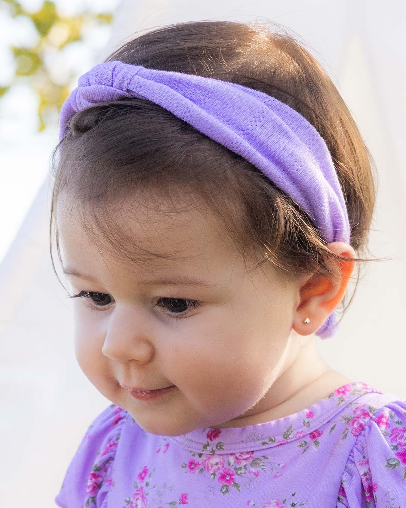 Solid Purple Pointelle Knotted Headband