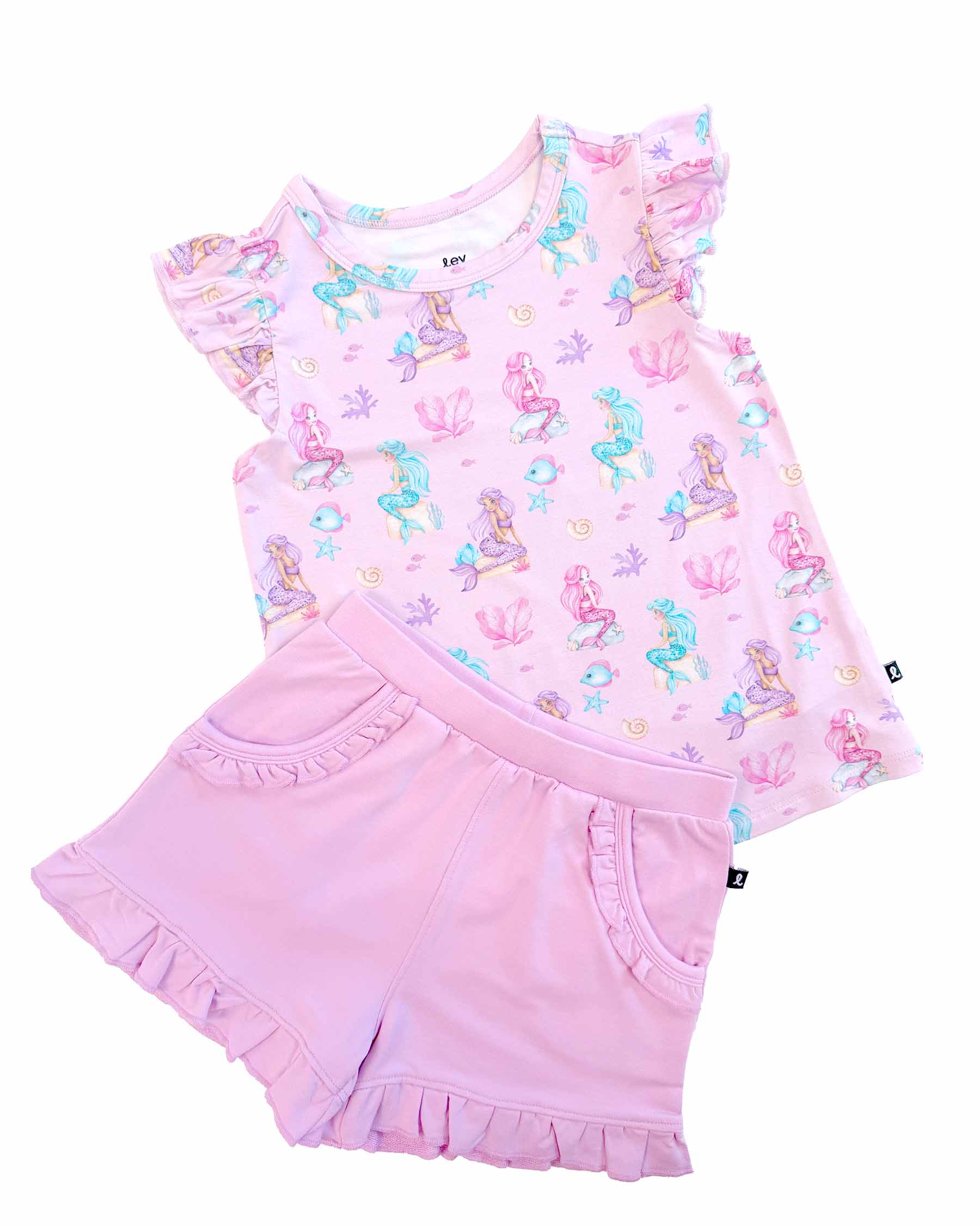 Ariella Pink Terry Ruffled Short