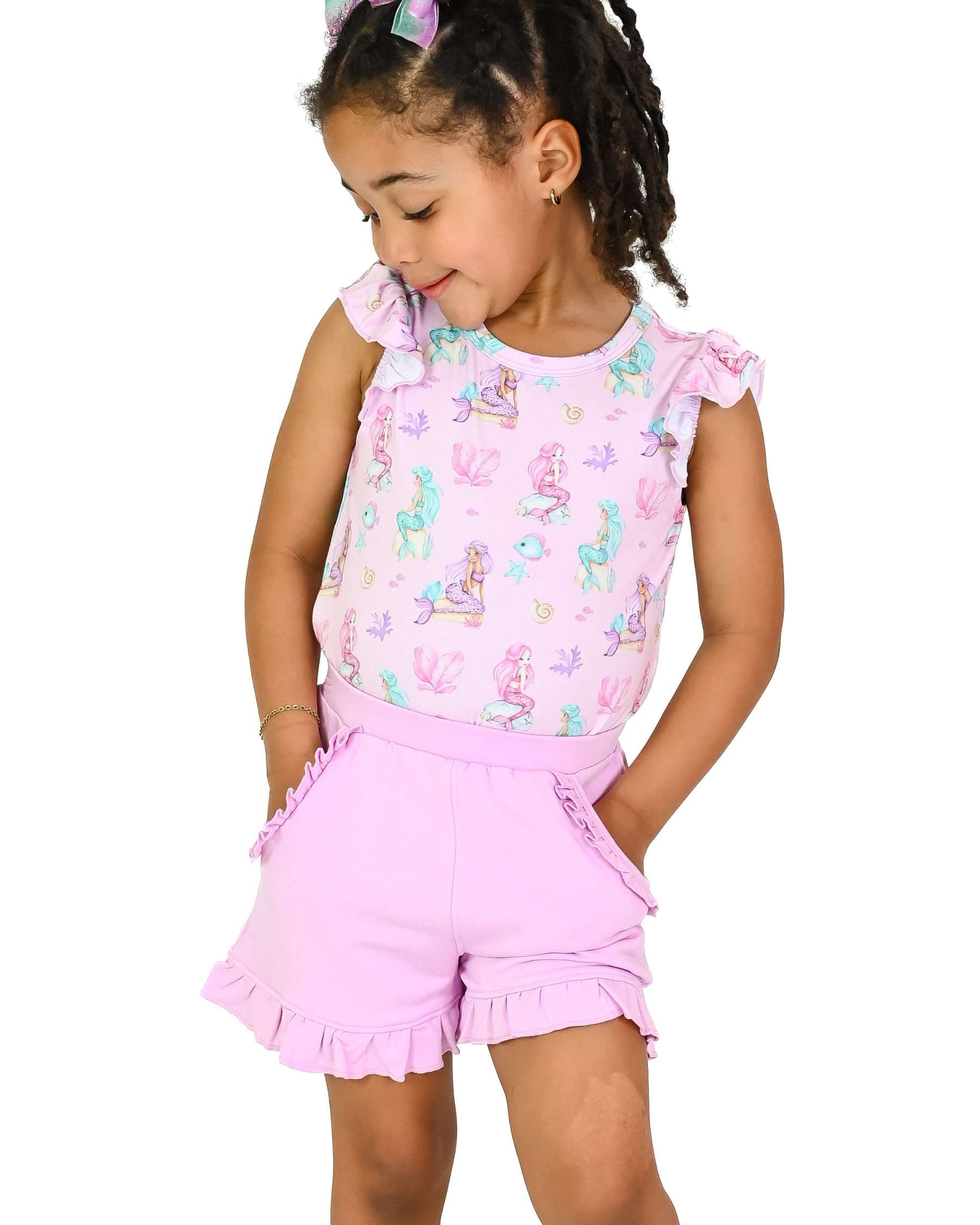 Ariella Pink Terry Ruffled Short