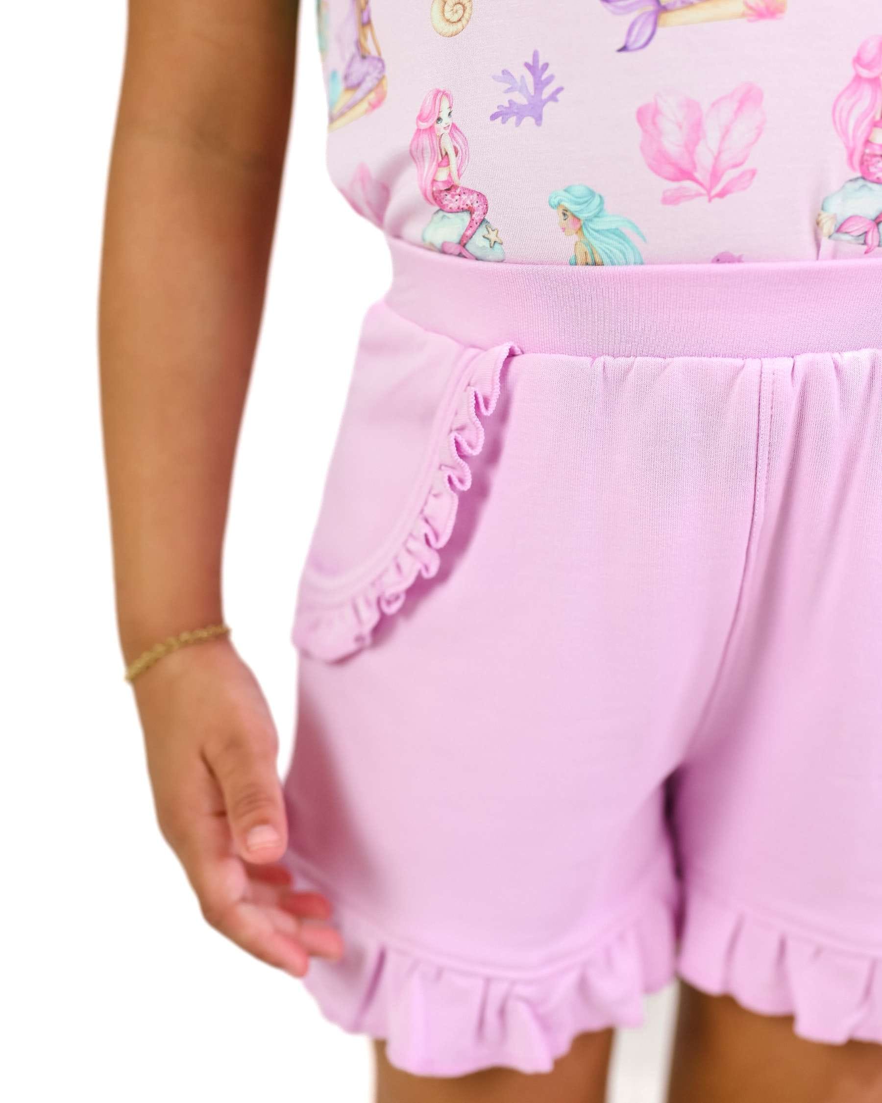 Ariella Pink Terry Ruffled Short