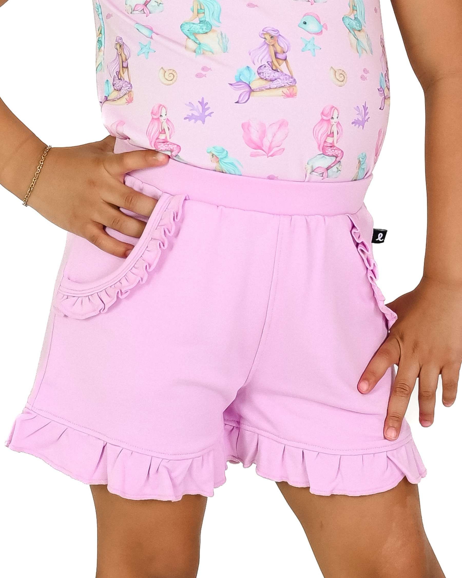 Ariella Pink Terry Ruffled Short