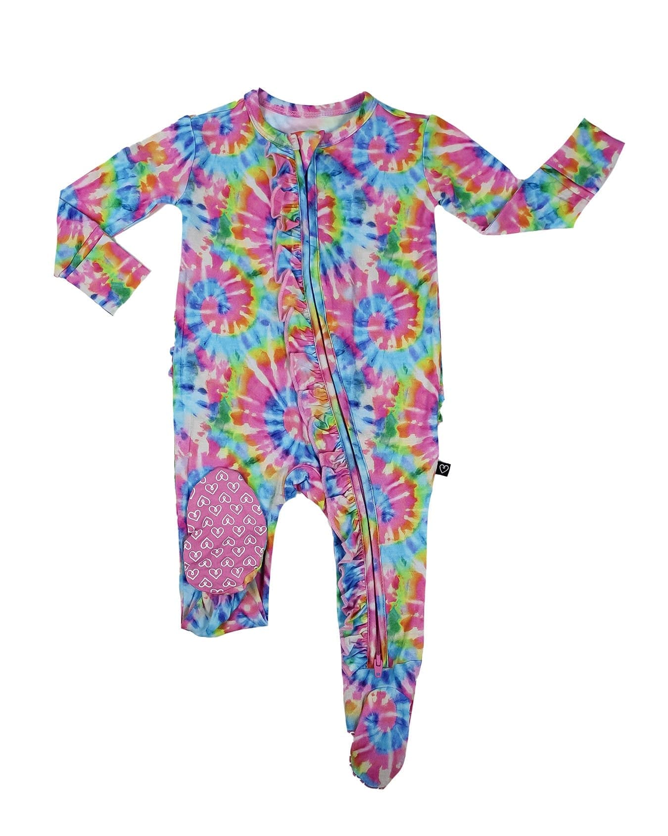 Rainbow Tie Dye Ruffled Footie