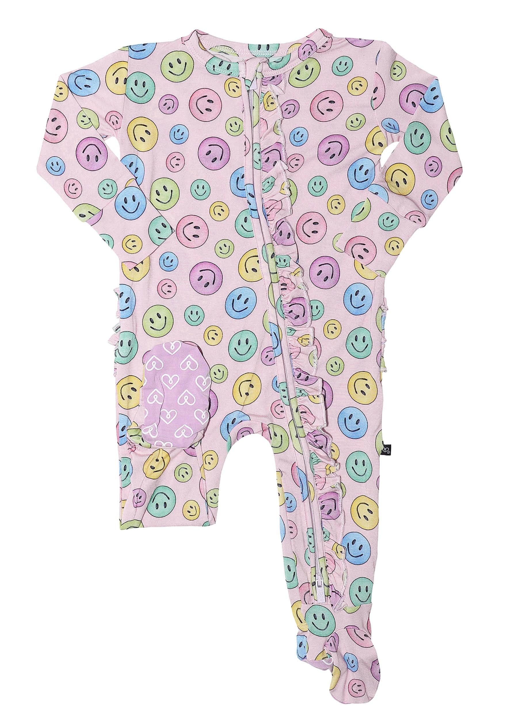 Smiley Ruffled Zippered Footie