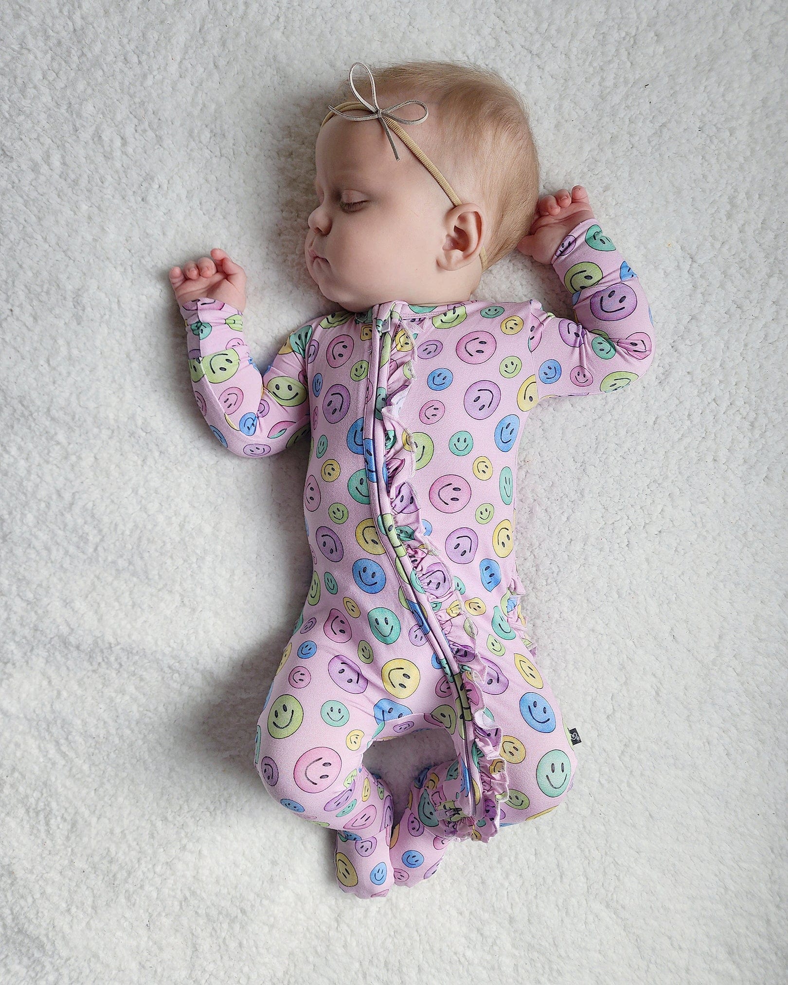 Smile Bamboo Ruffled Zippered Footie