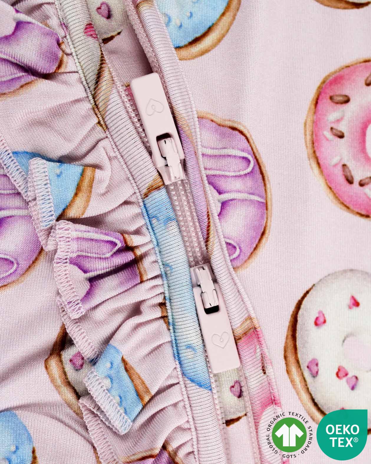 Donuts Ruffled Zippered Footie