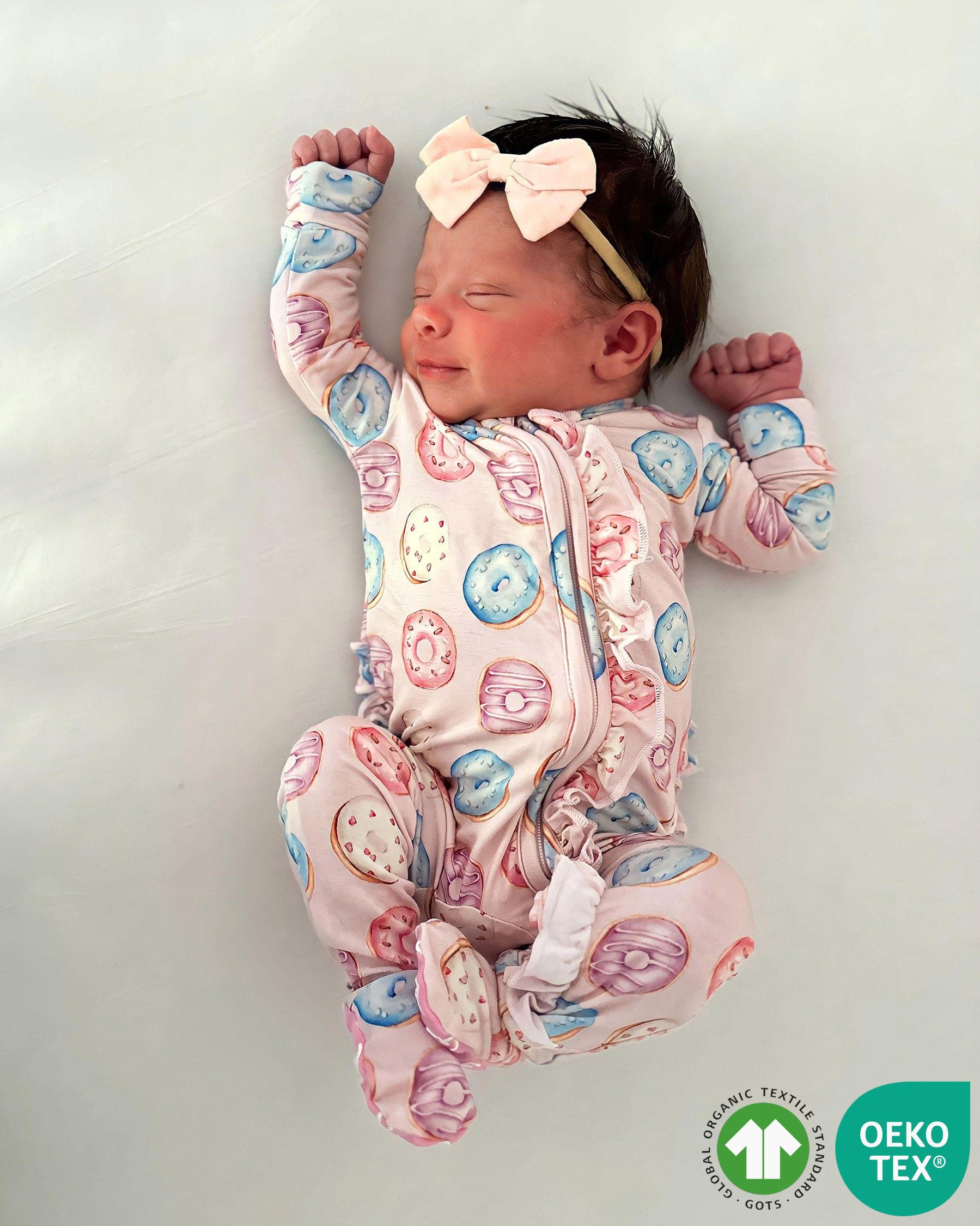 Donuts Ruffled Zippered Footie-Bambooclothing- Lev Baby ™