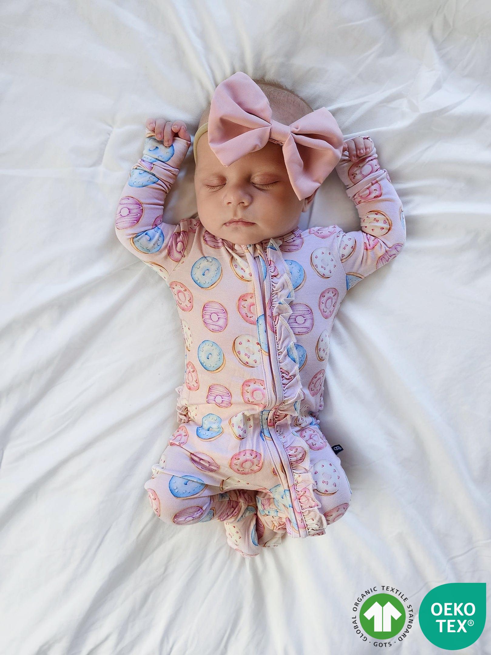 Donuts Ruffled Zippered Footie-Bambooclothing- Lev Baby ™