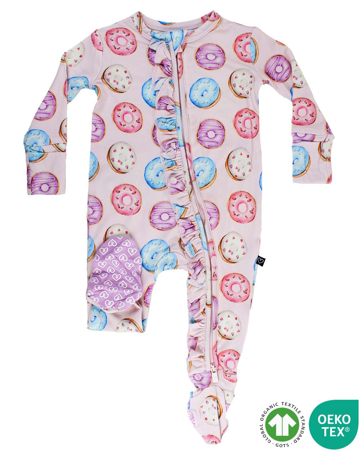 Donuts Ruffled Zippered Footie