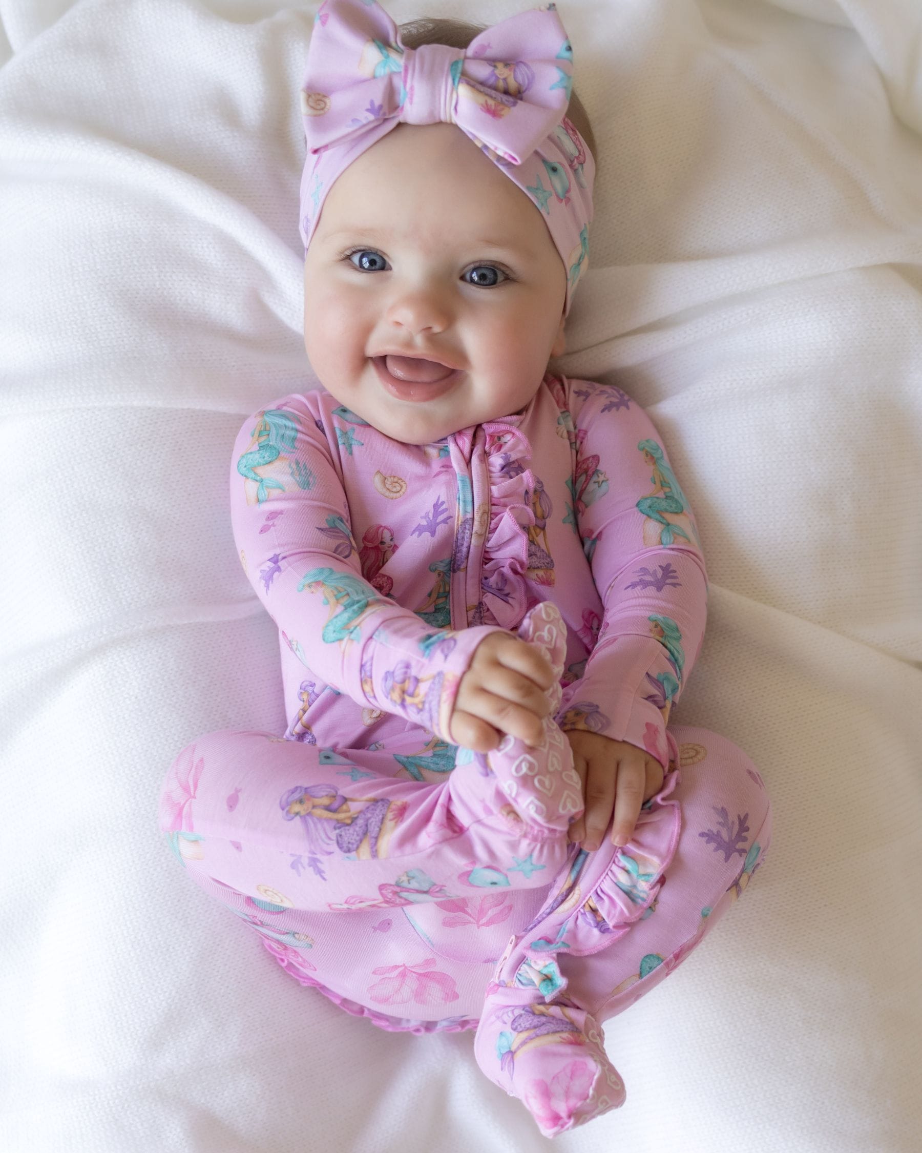 Ariella Ruffled Zippered Footie