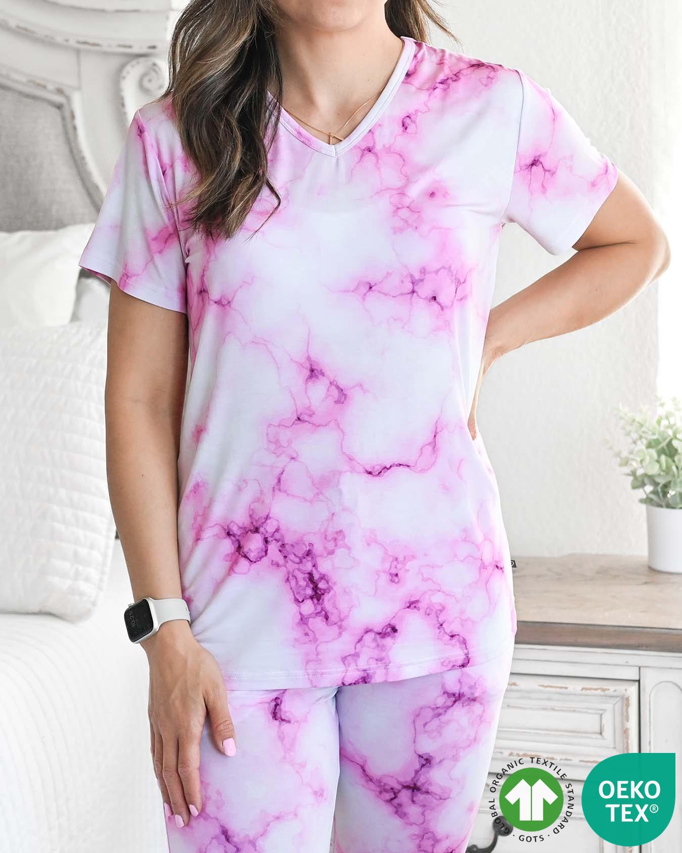 Pink Marble Mama V-Neck Tee