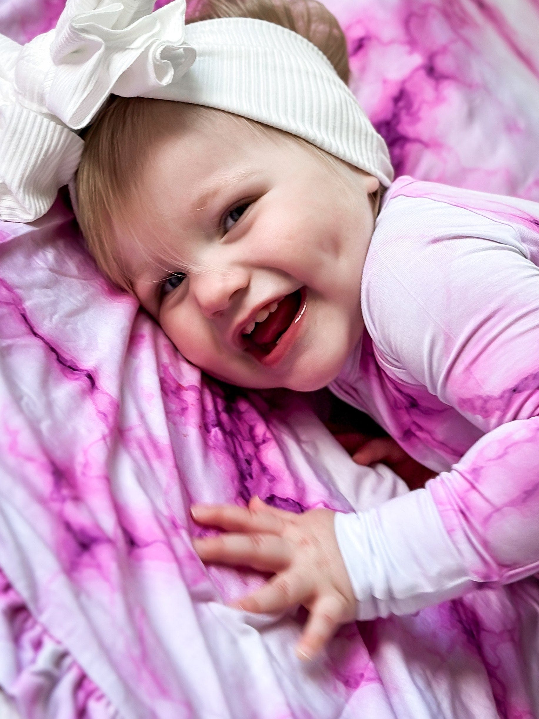 Pink Marble Ruffled Blanket