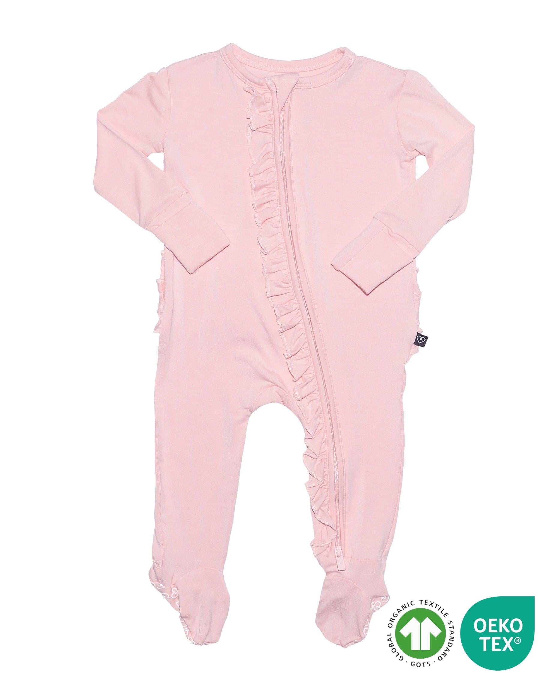 Rose Ruffled Zippered Footie