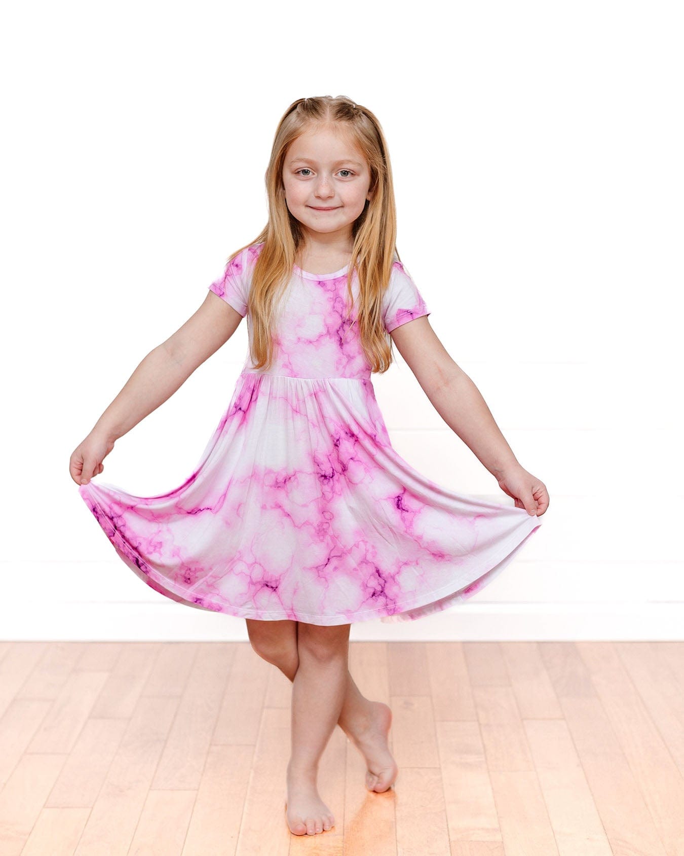 Pink Marble Twirl Dress