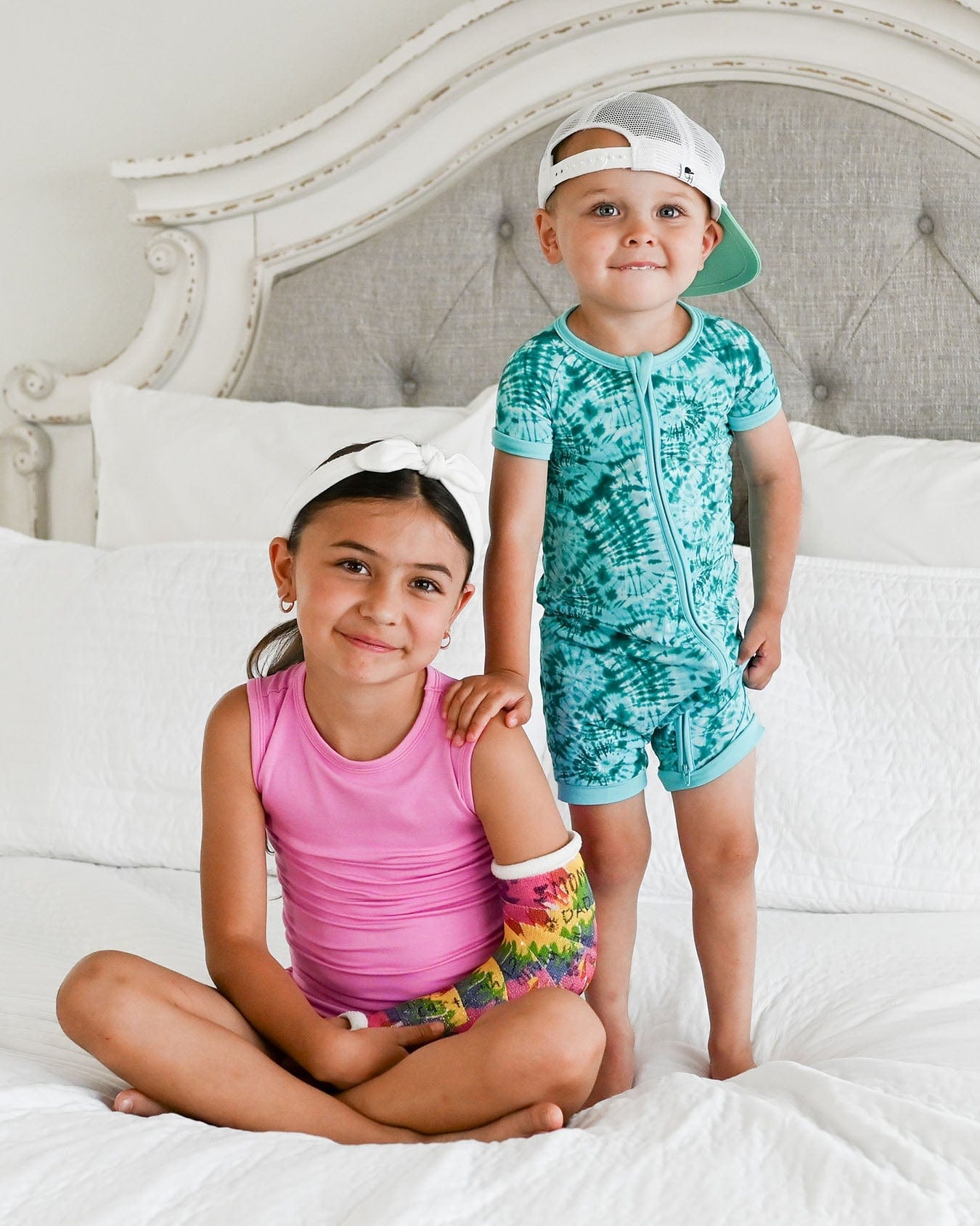 Green Tie Dye Shorts Zippered Romper