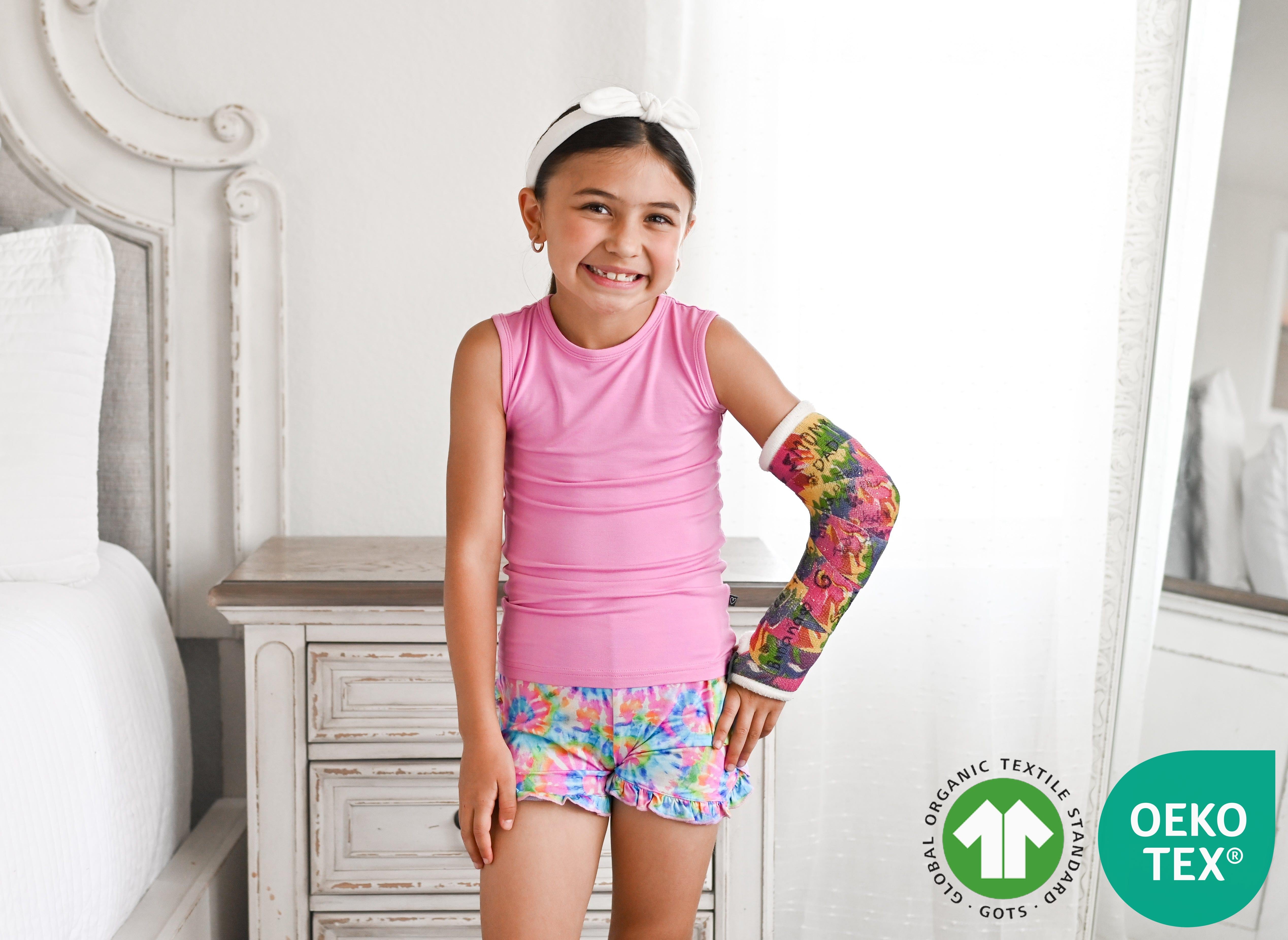 Rainbow Tie Dye Ruffled Shorts Pajama Set