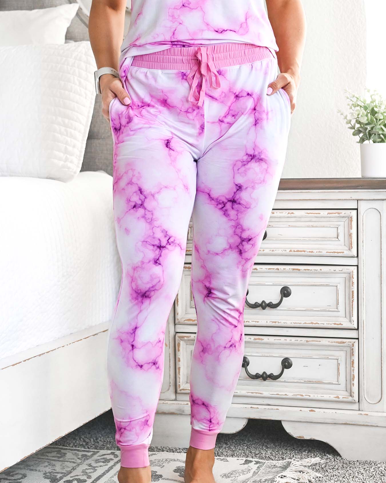 Pink Marble Sustainable Bamboo Mama Jogger