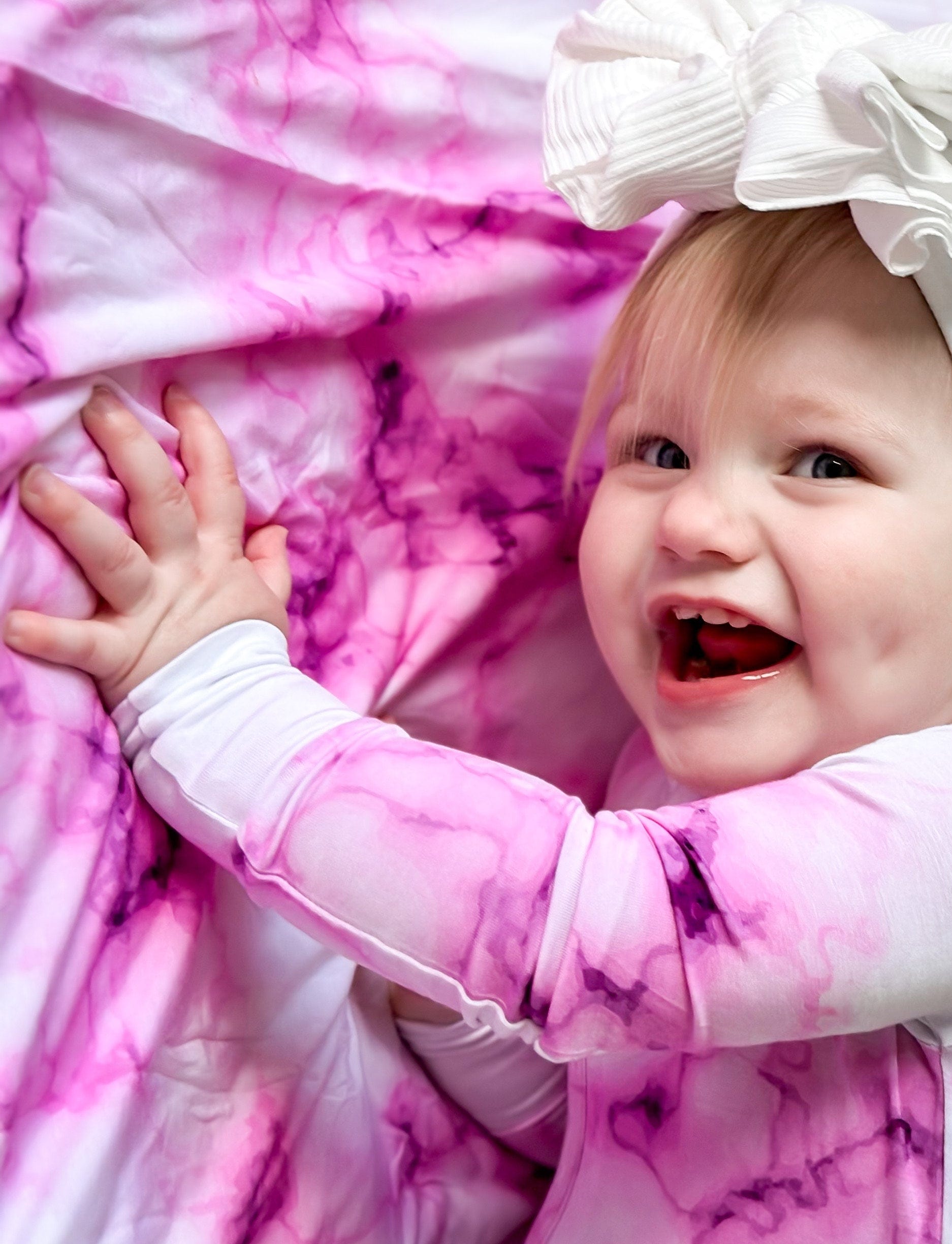 Pink Marble Ruffled Blanket