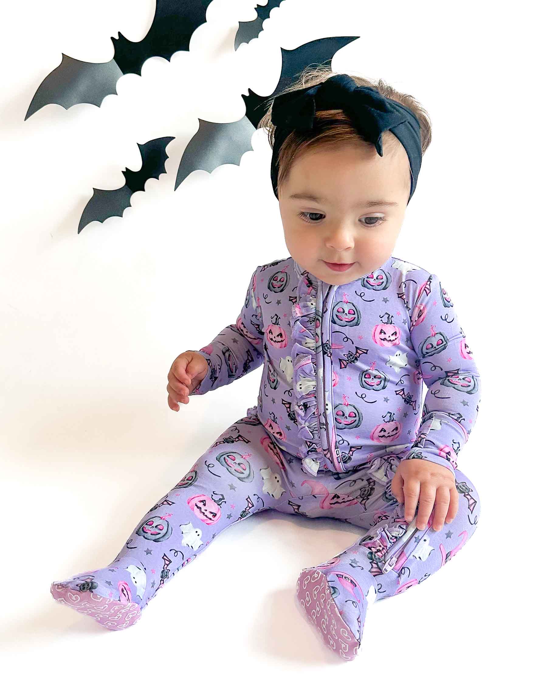 Audrey Ruffled Zippered Footie