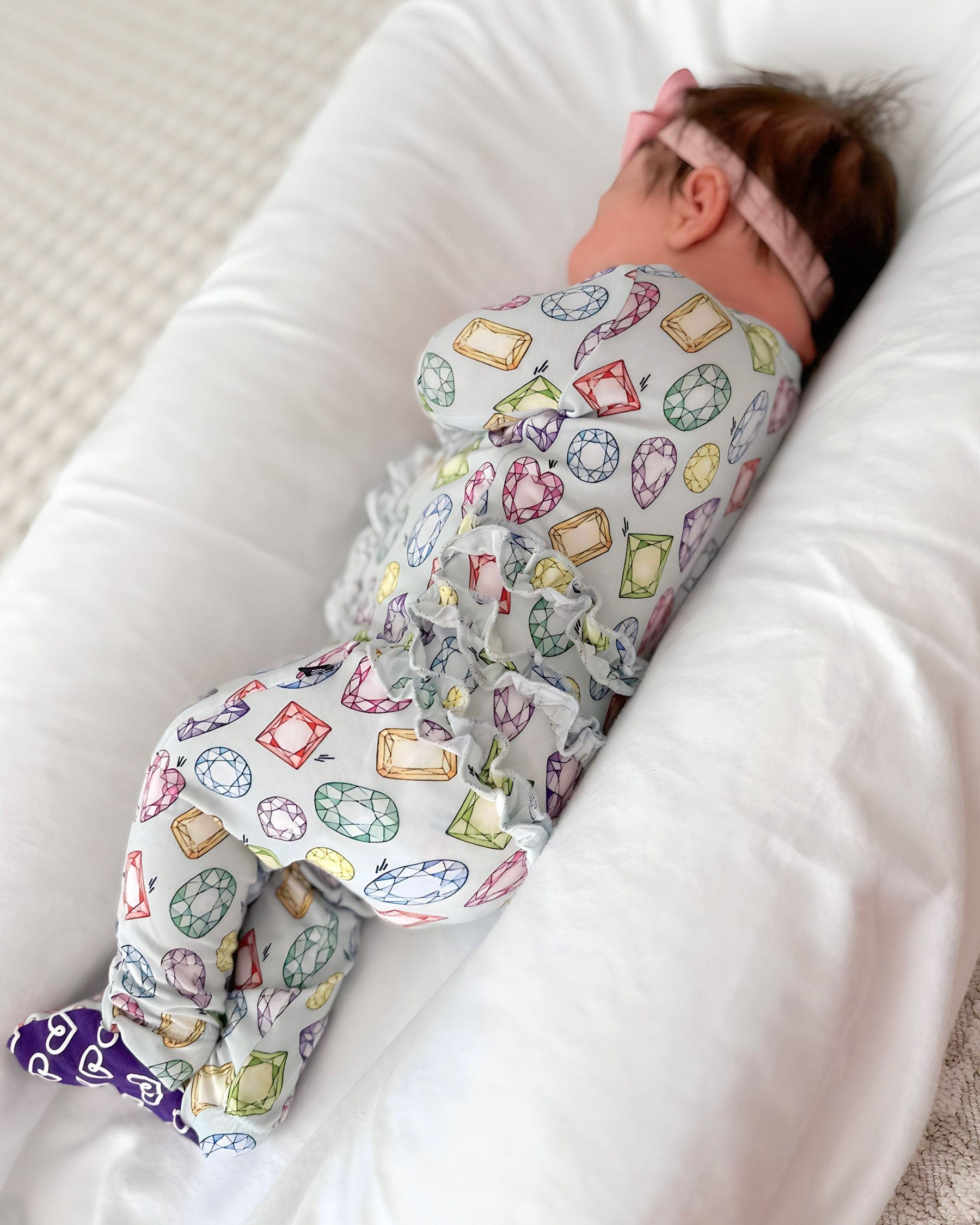 Rainbow Gem Ruffled Footie