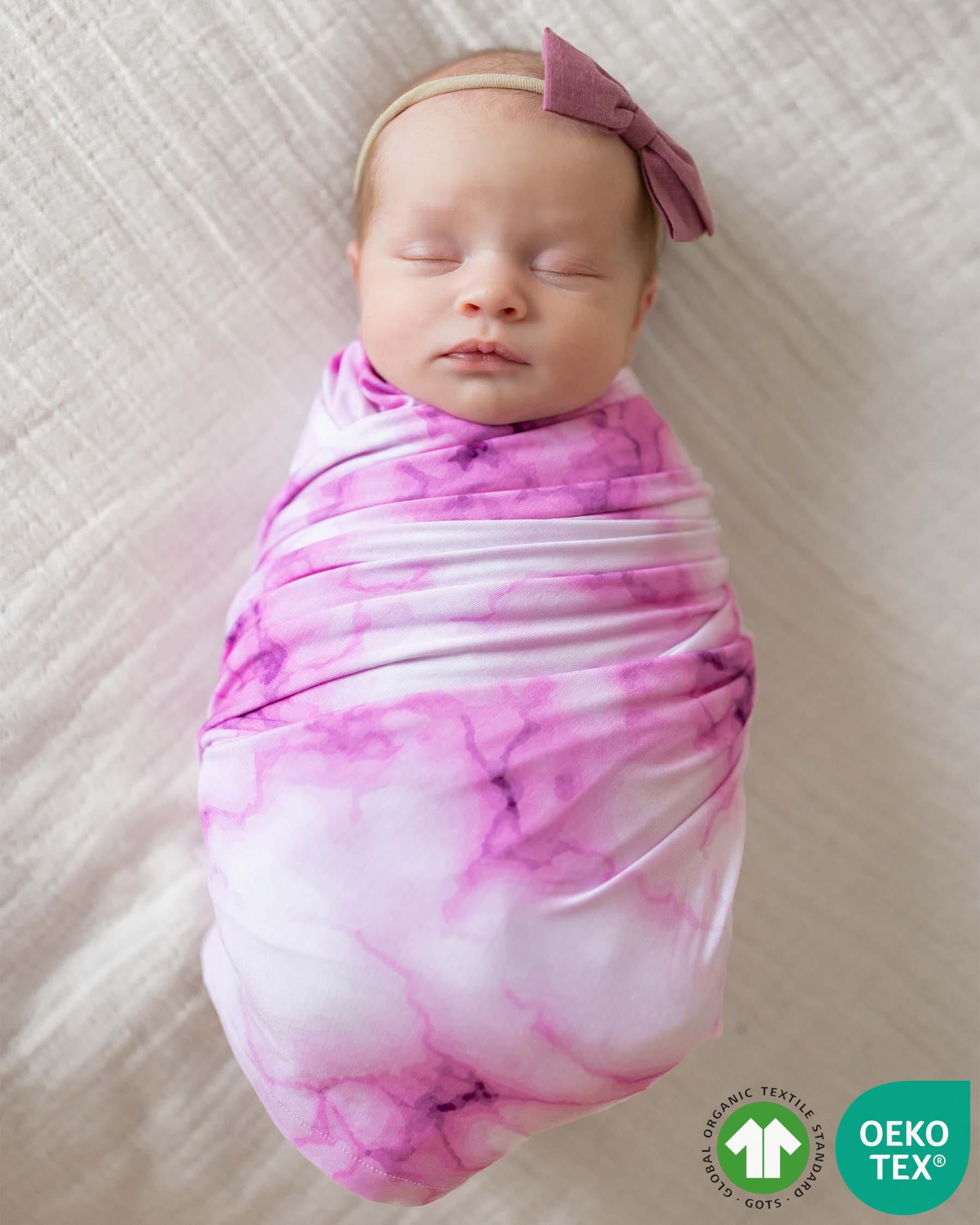 Sustainable Bamboo Pink Marble Swaddle
